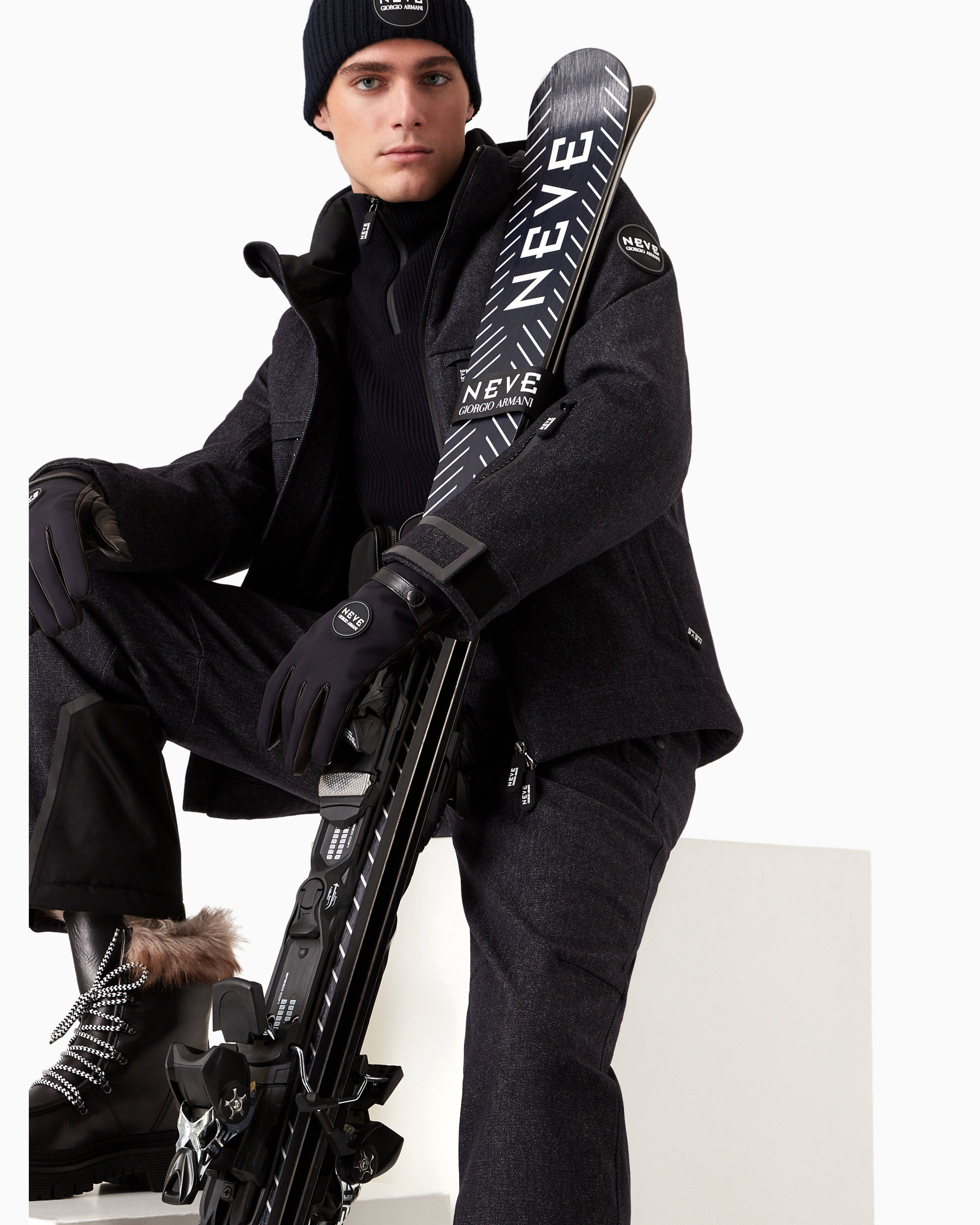 Giorgio Armani Navy Half-zip Sweater In Navy Blue