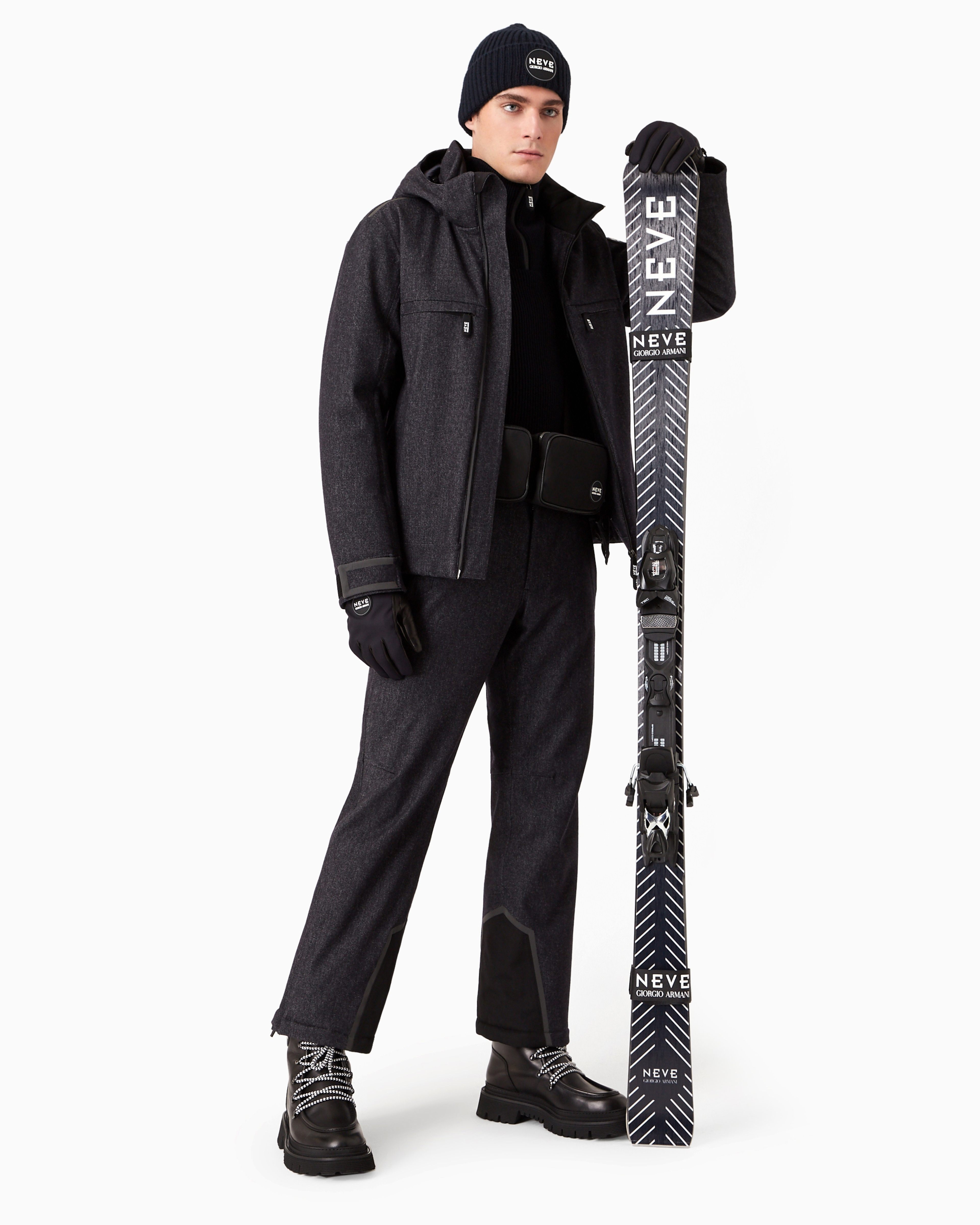 Giorgio Armani Navy Half-zip Sweater In Navy Blue