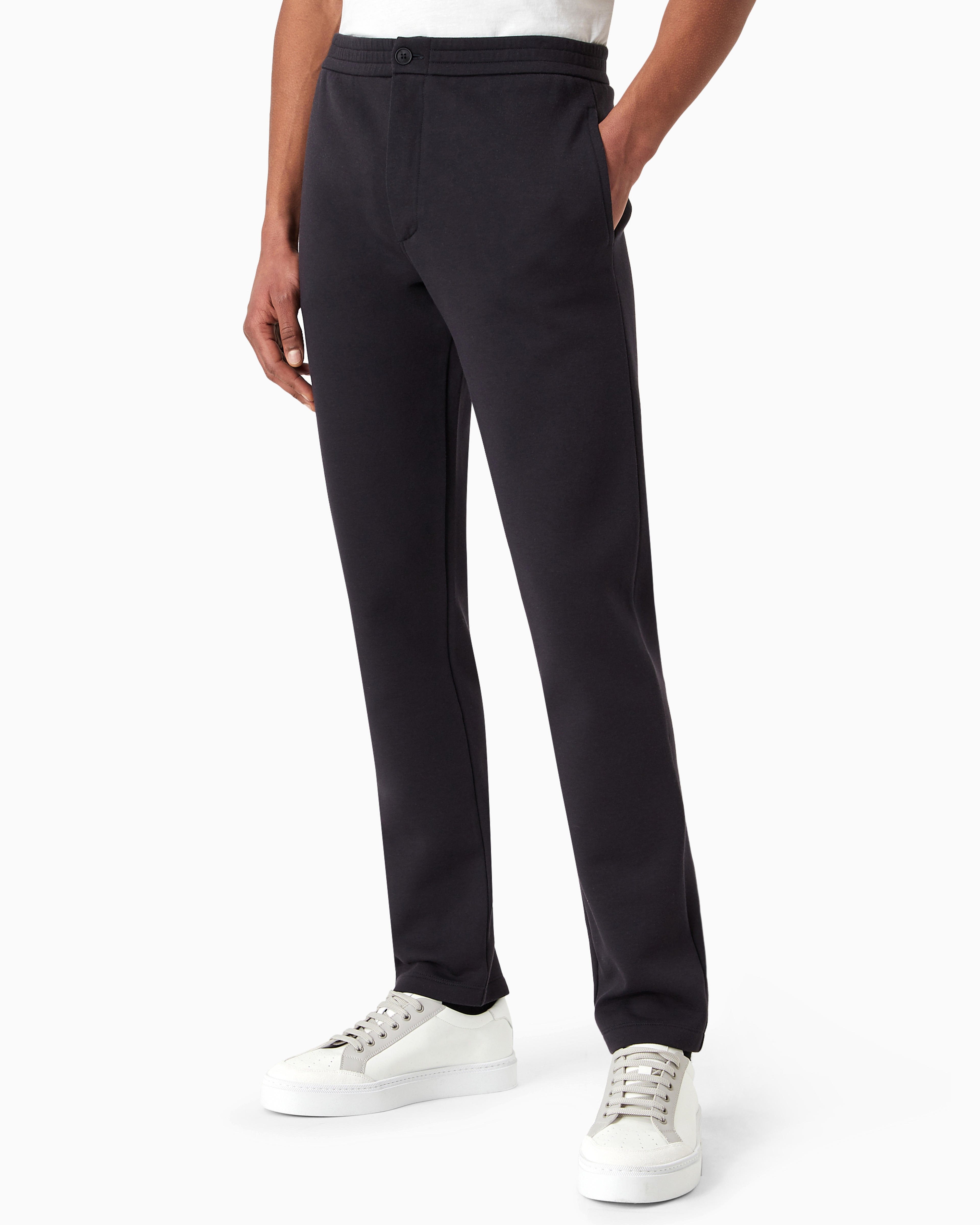 Giorgio Armani Cotton Double-jersey Trousers In Navy Blue