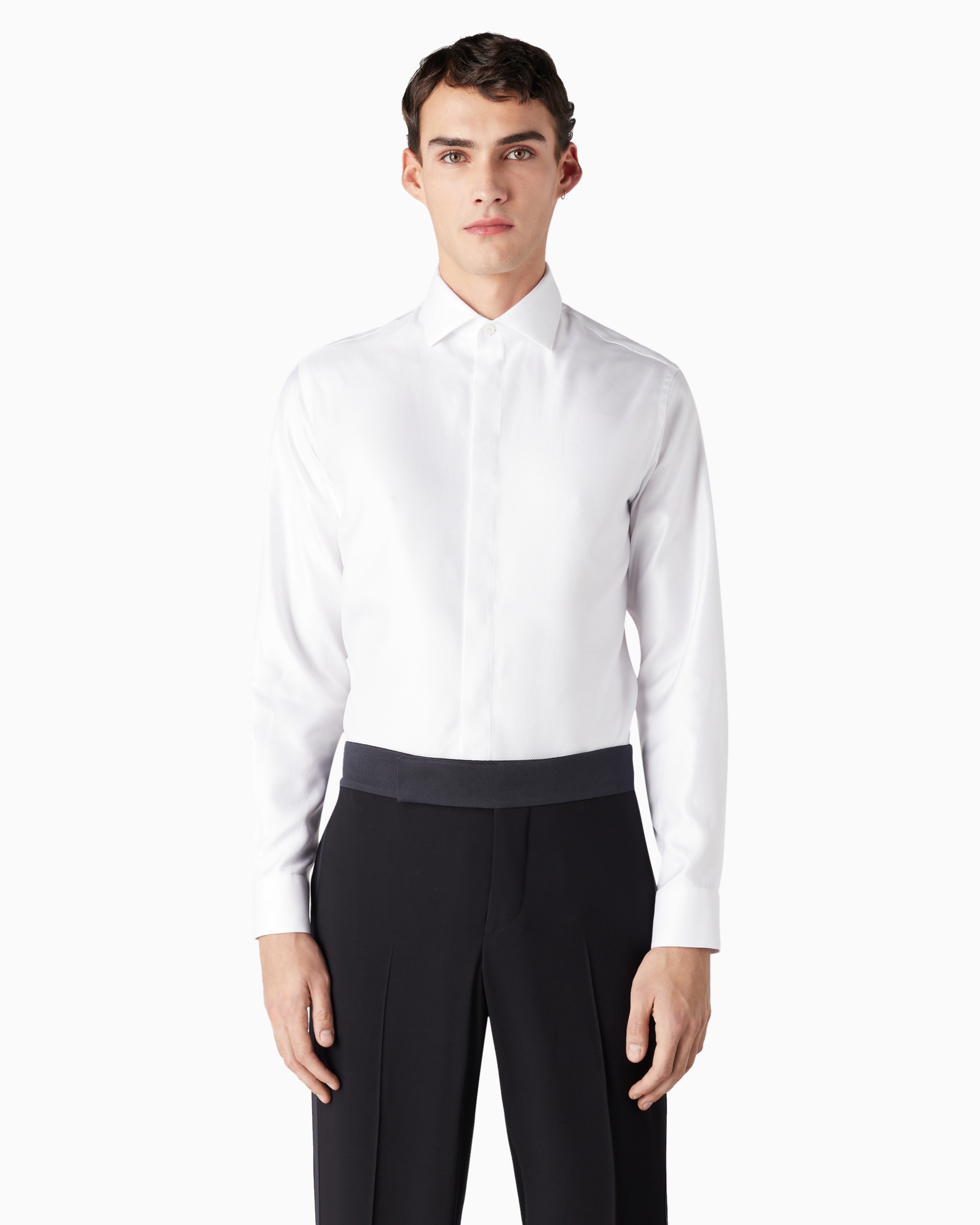 Giorgio Armani Official Store Regular-fit Cotton Shirt In White
