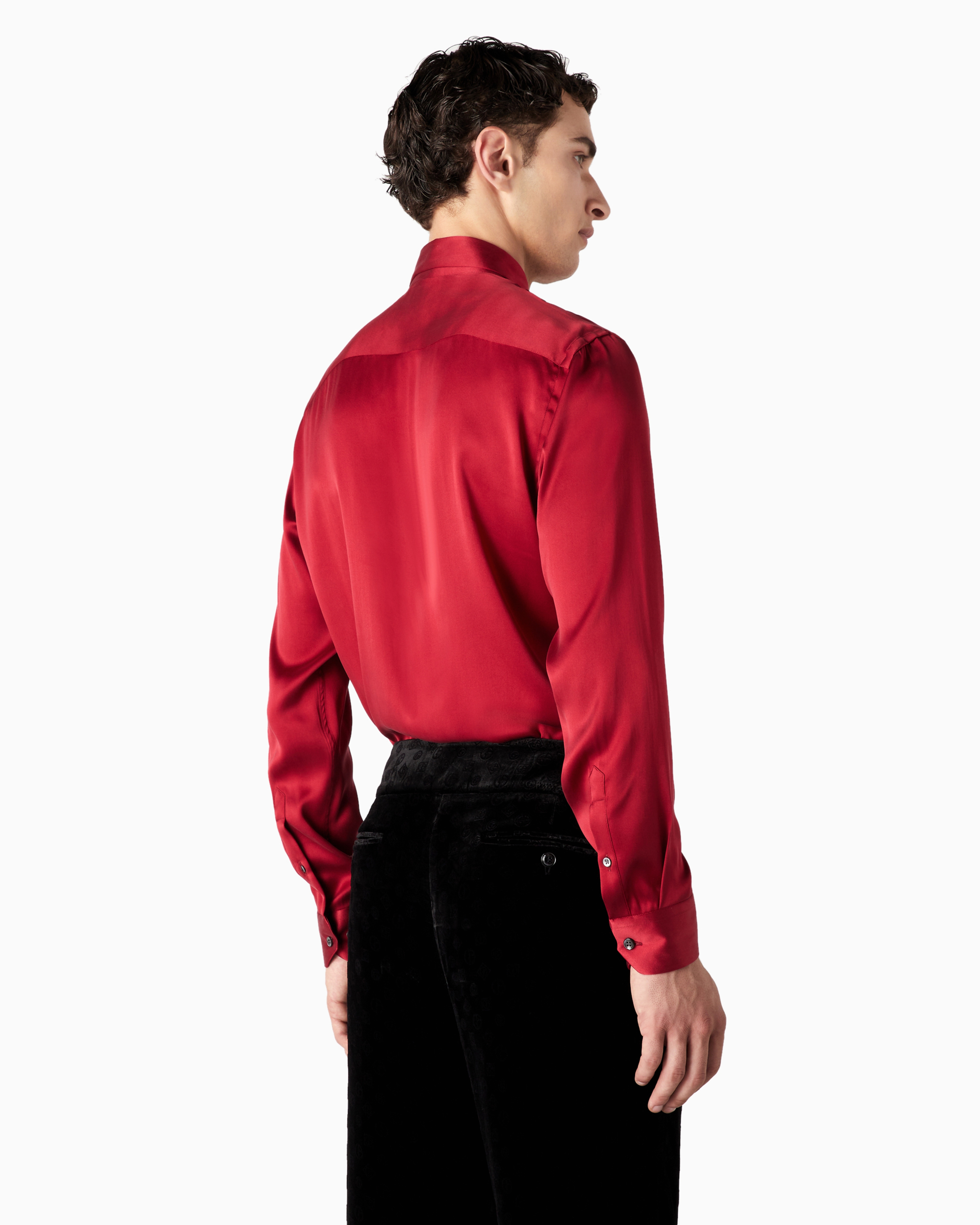 Giorgio Armani Official Store Regular-fit Silk Shirt In Red