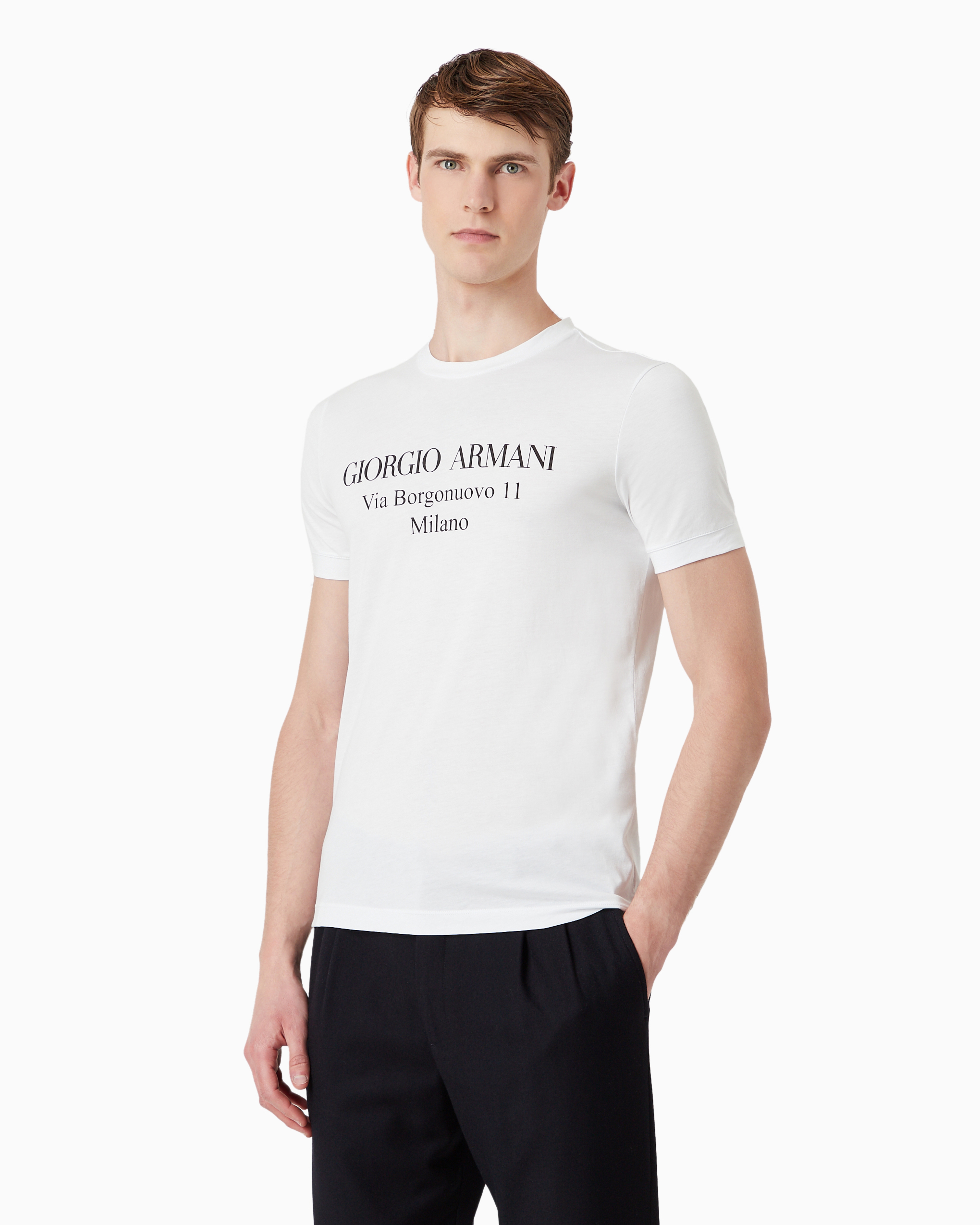 Giorgio Armani Borgonuovo 11 Cotton Jersey T-shirt Clothing In White