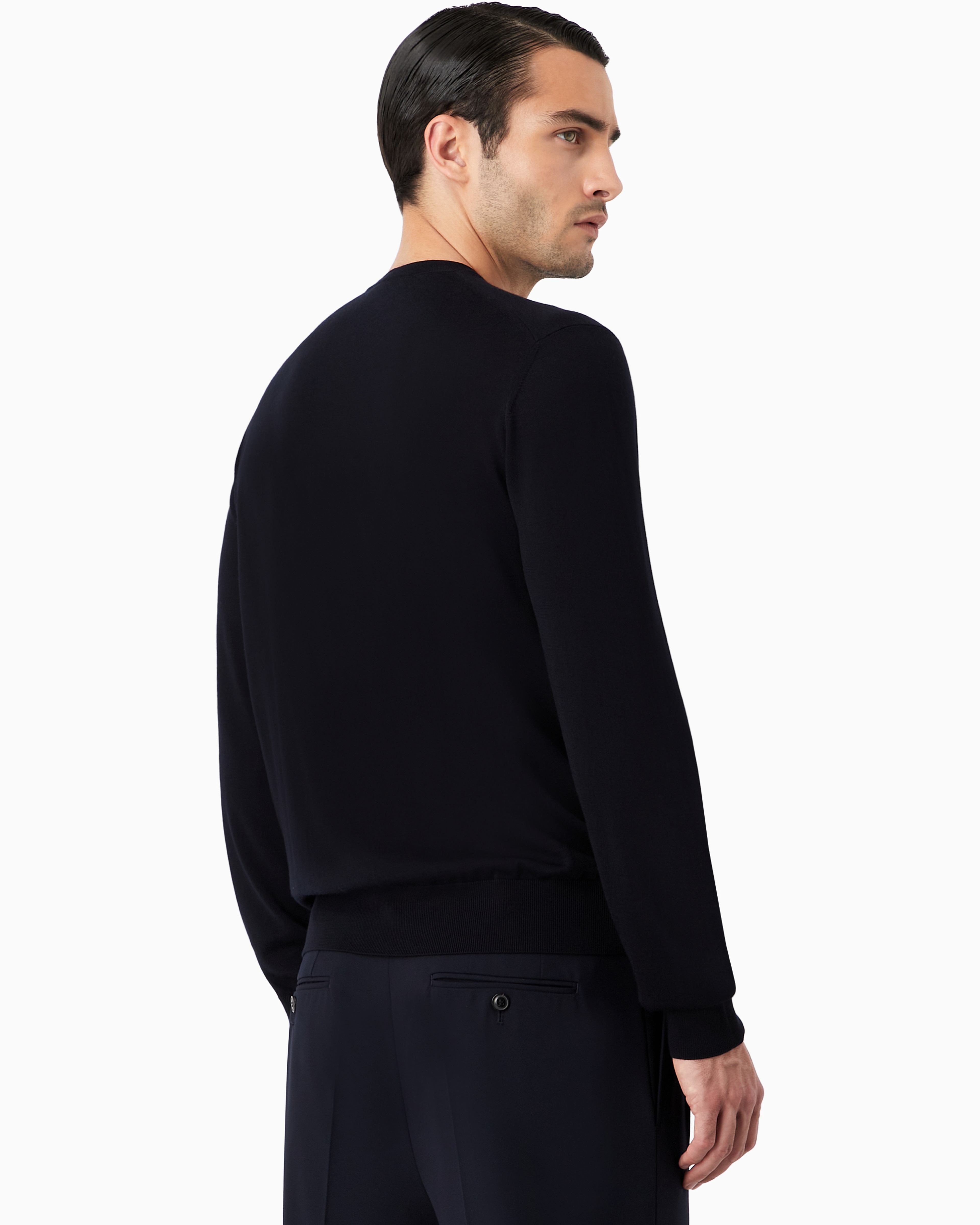 Giorgio Armani Virgin-wool Jumper In Navy Blue