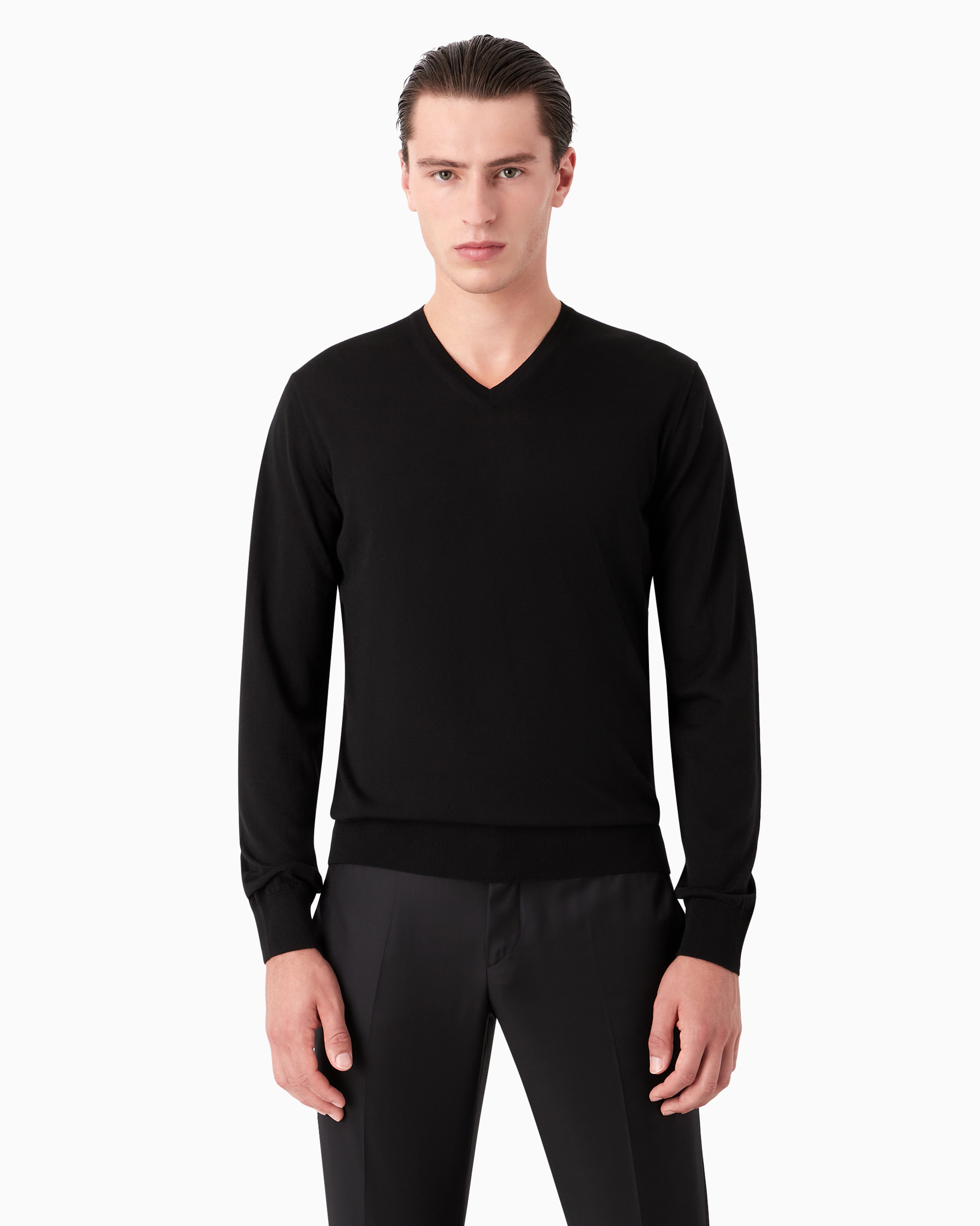 Giorgio Armani Virgin-wool Jumper In Black