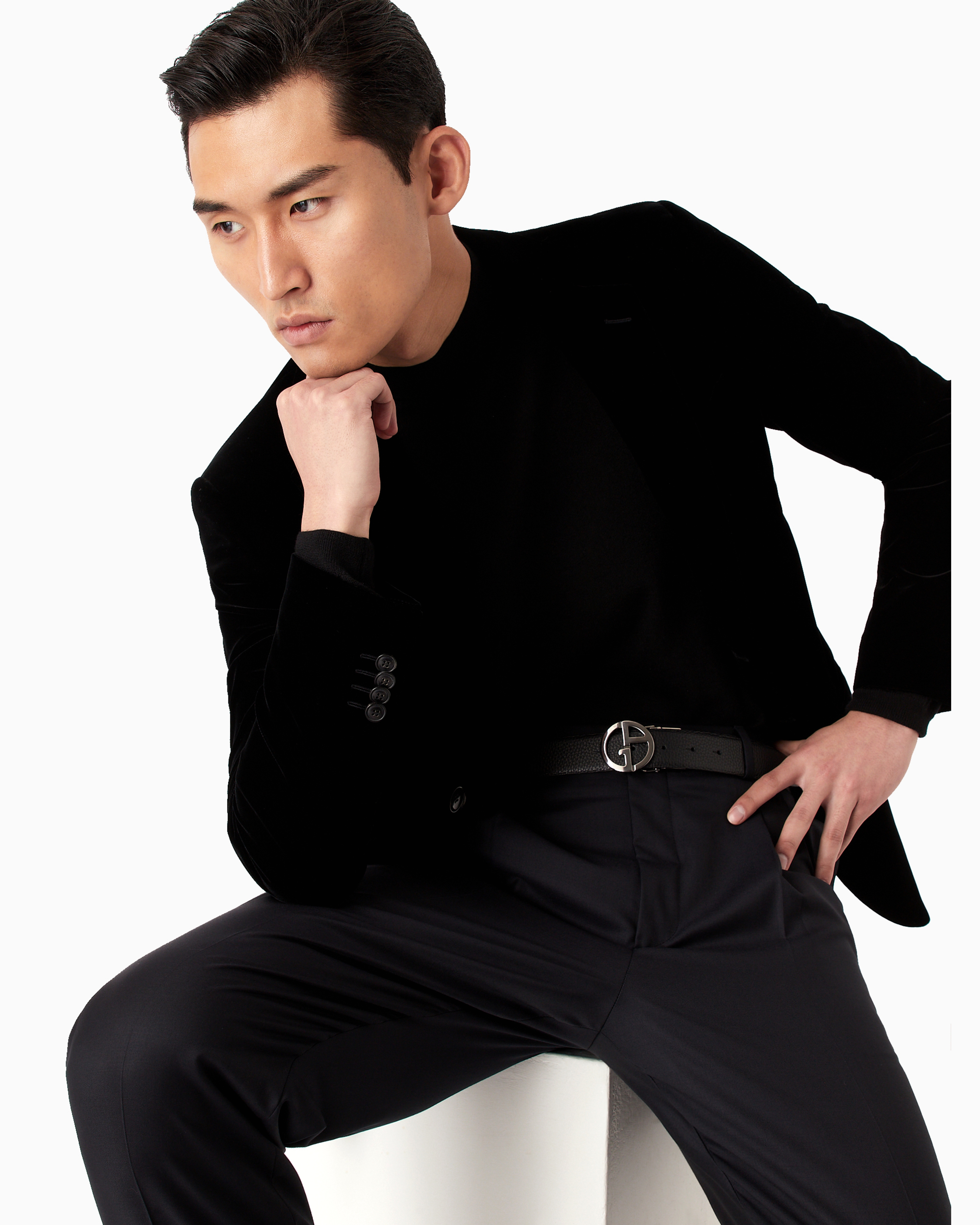 Giorgio Armani Official Store Icon Cashmere Mock-neck Jumper In Black