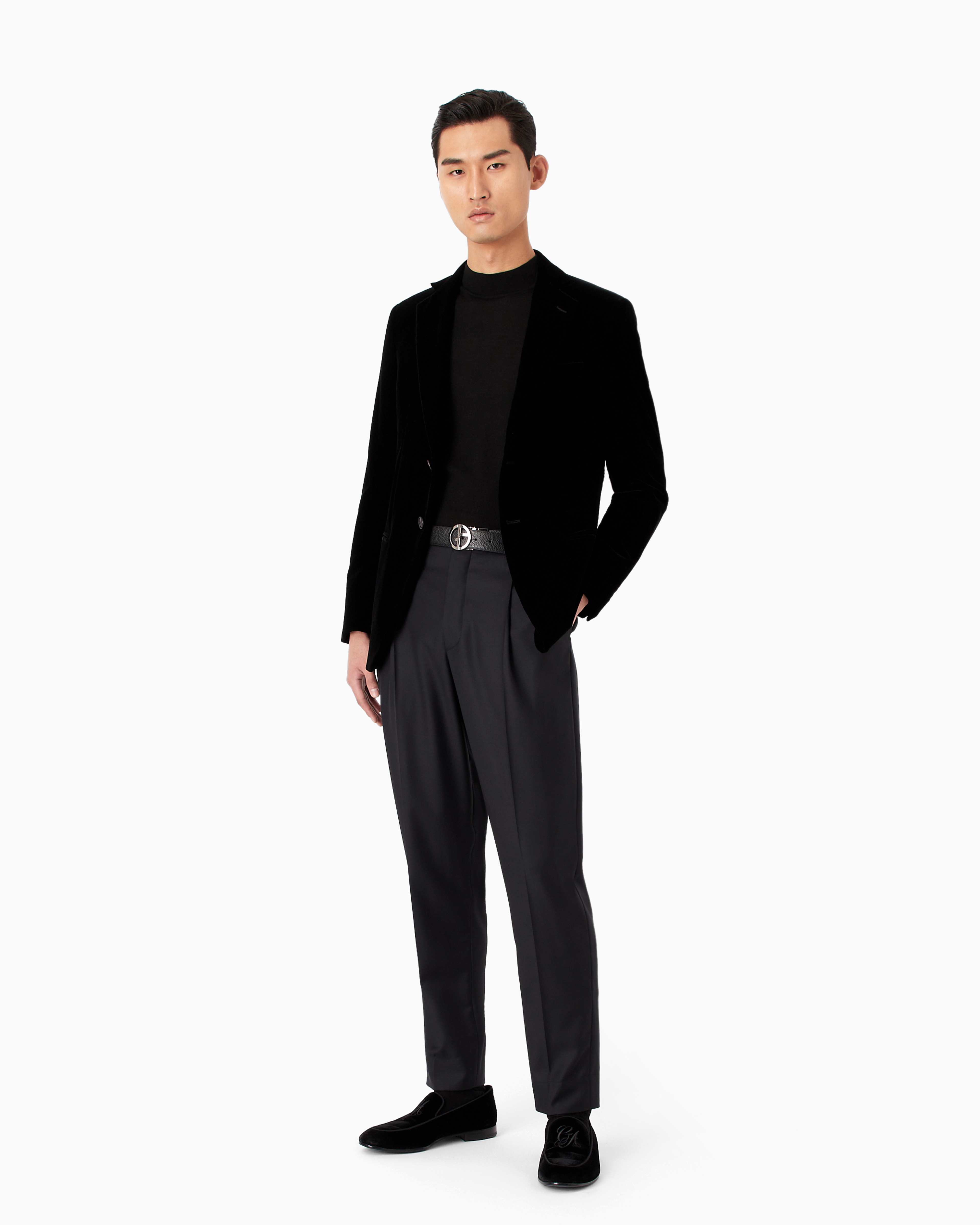 Giorgio Armani Official Store Icon Cashmere Mock-neck Jumper In Black