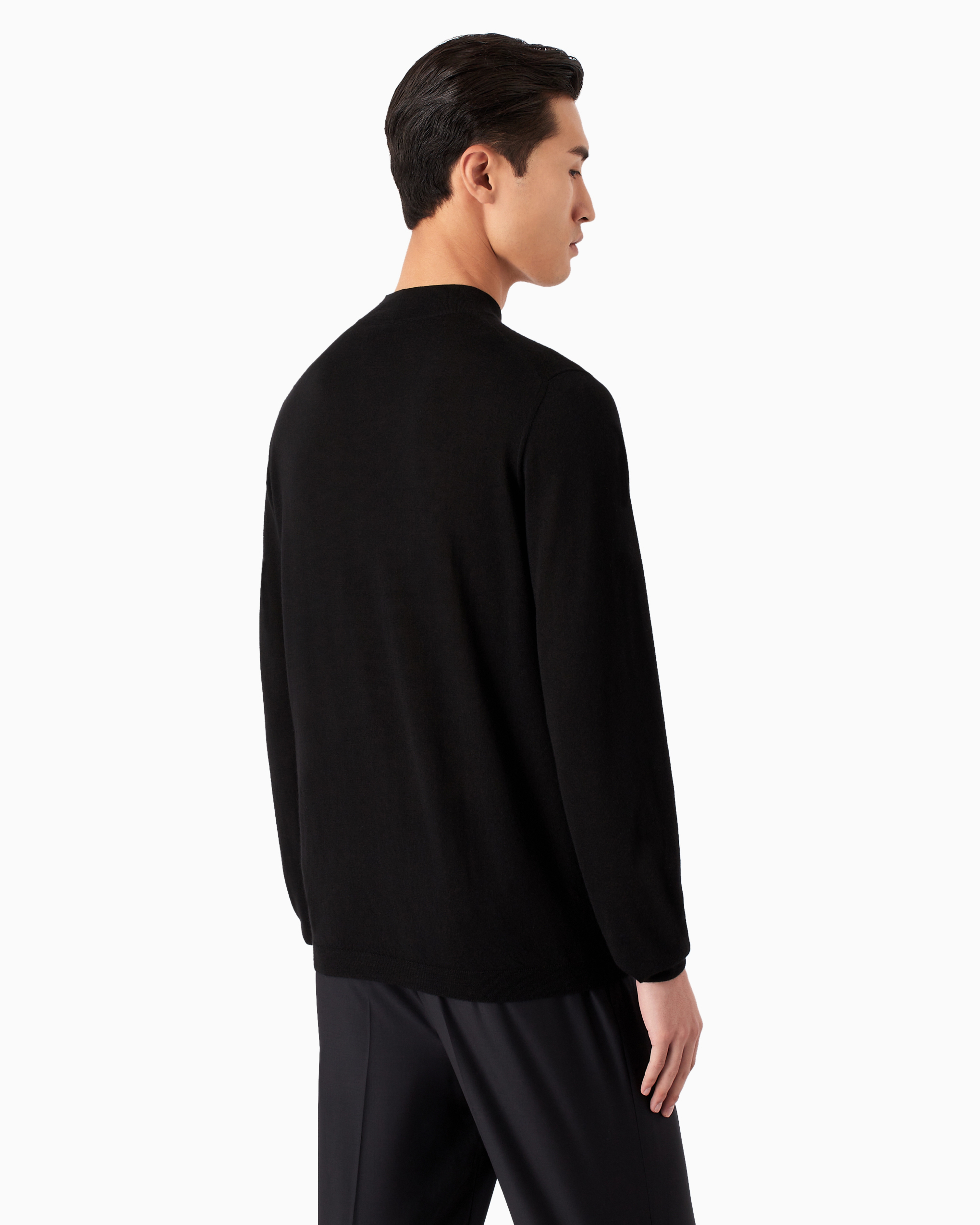 Giorgio Armani Official Store Icon Cashmere Mock-neck Jumper In Black