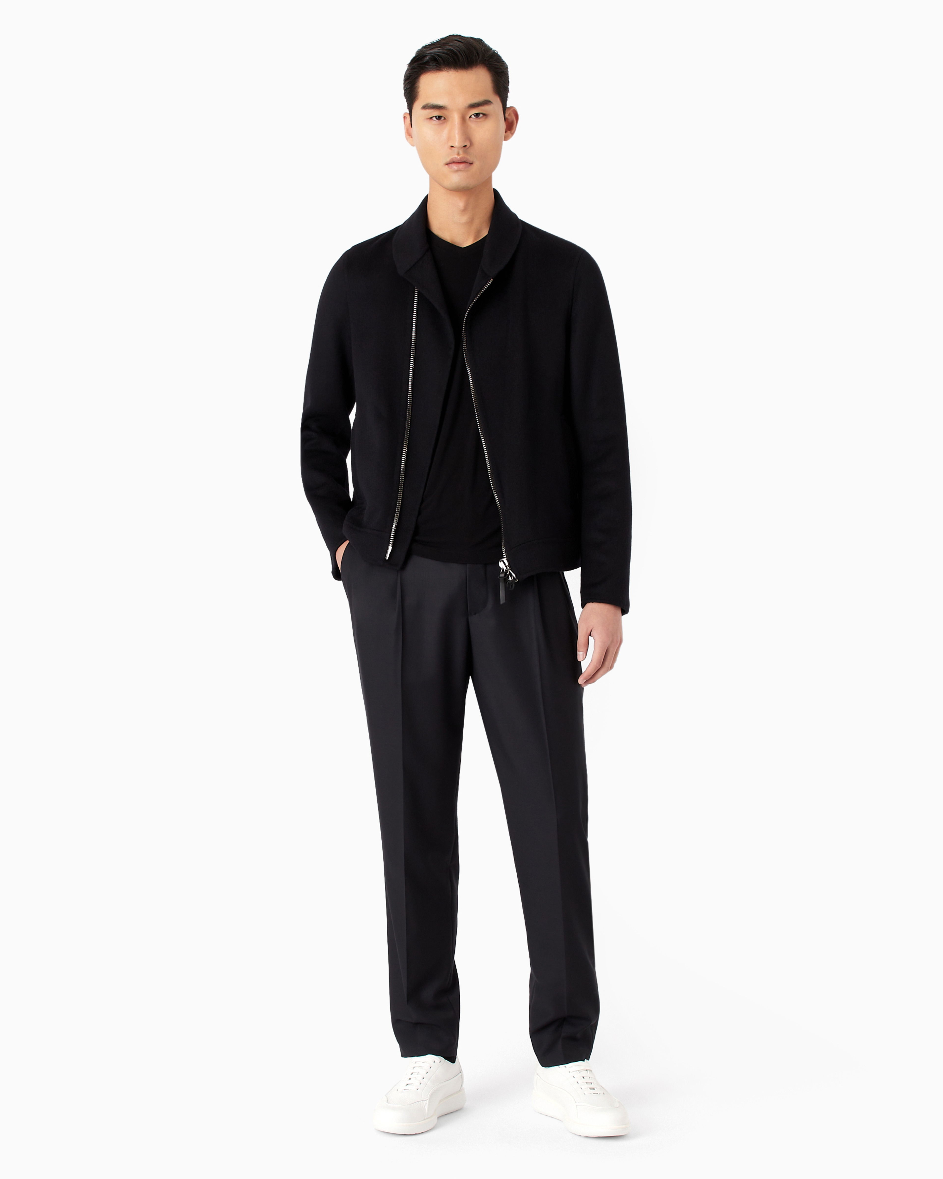 Giorgio Armani Official Store V-neck T-shirt Icon In Stretch Viscose Jersey In Black