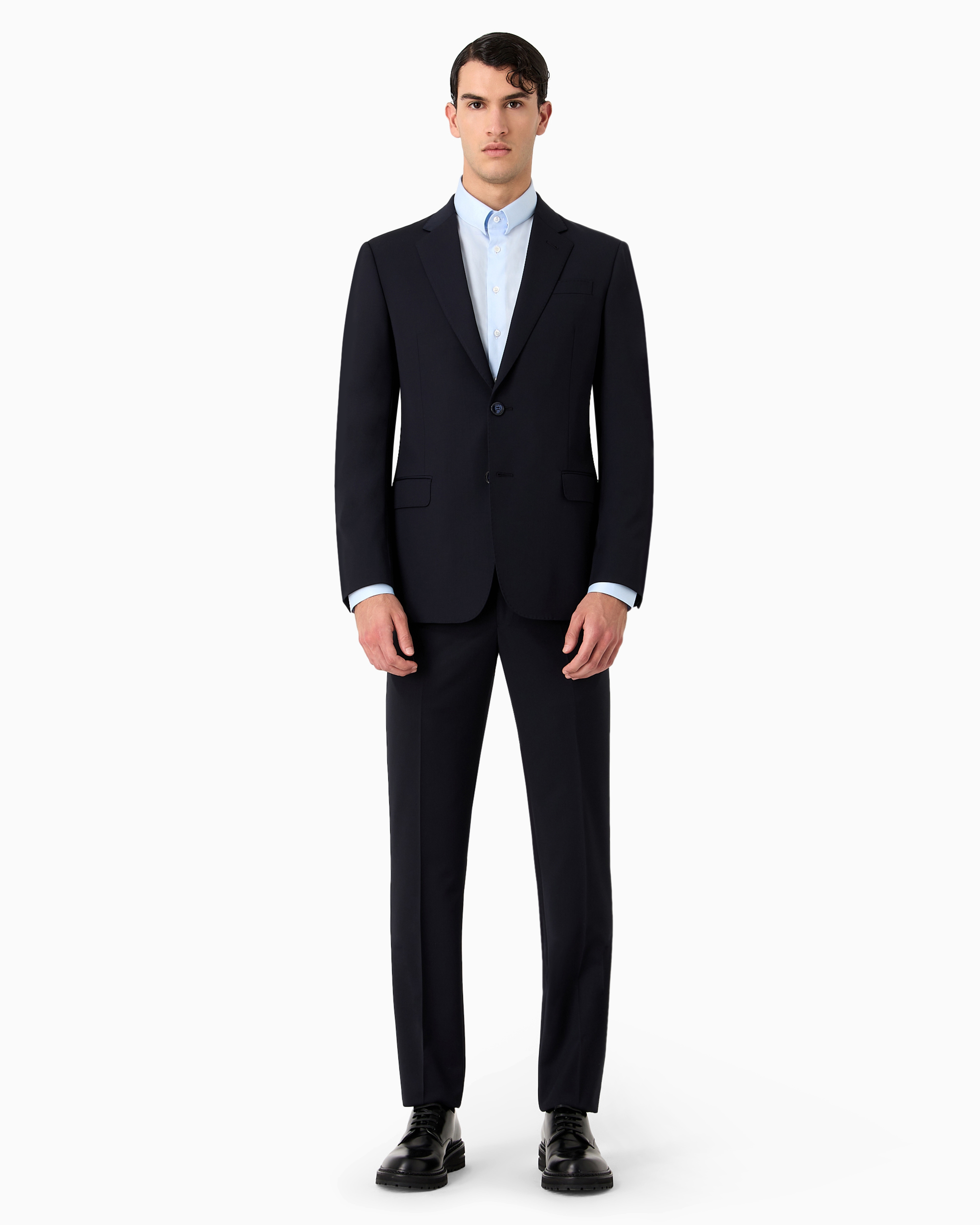 Giorgio Armani Wool And Cashmere Suit In Navy Blue