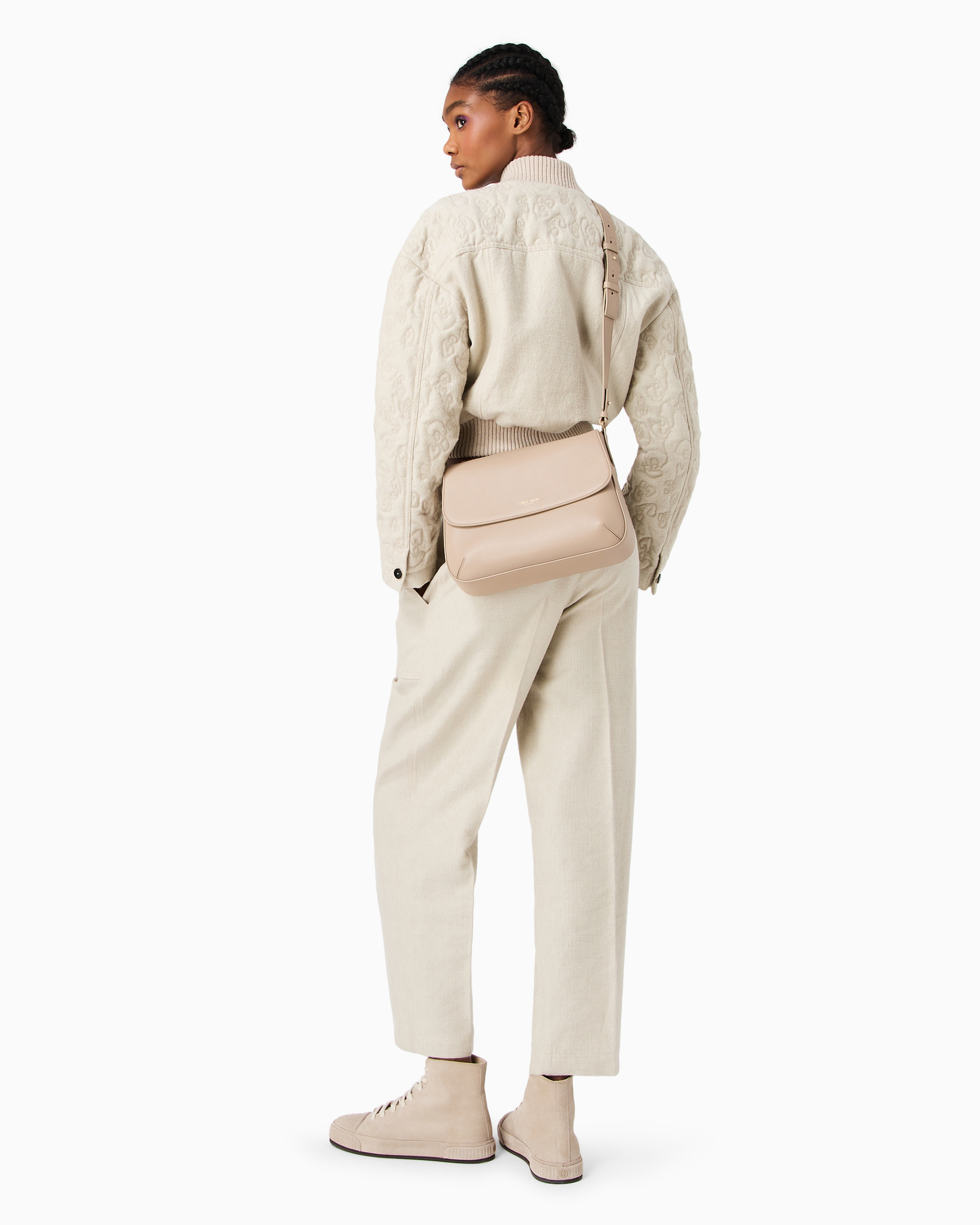 Giorgio Armani Official Store Medium La Prima Soft Baguette Bag In Nappa Leather In Beige