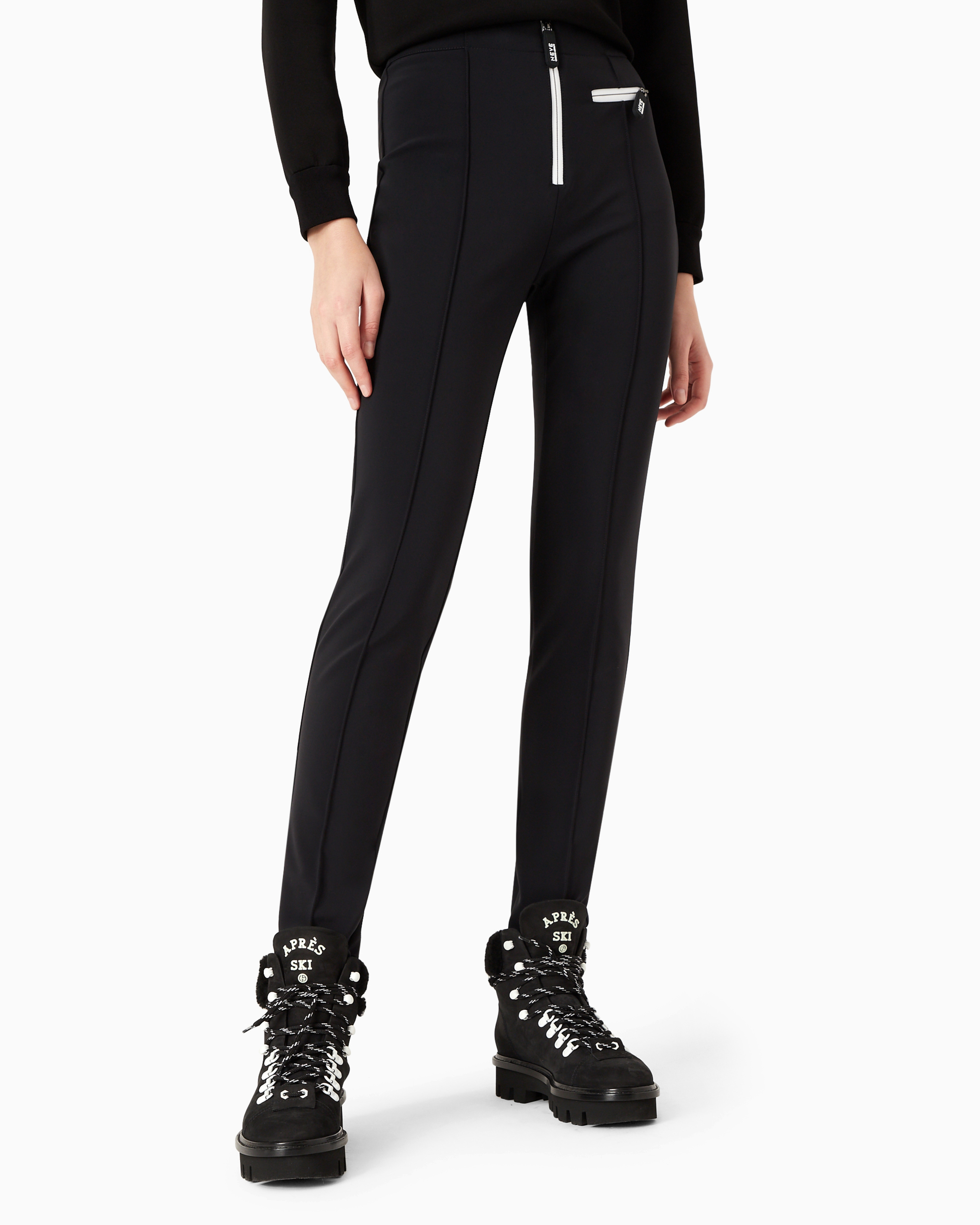 Giorgio Armani Neve Technical Stretch Ski Leggings With Stirrups In Black