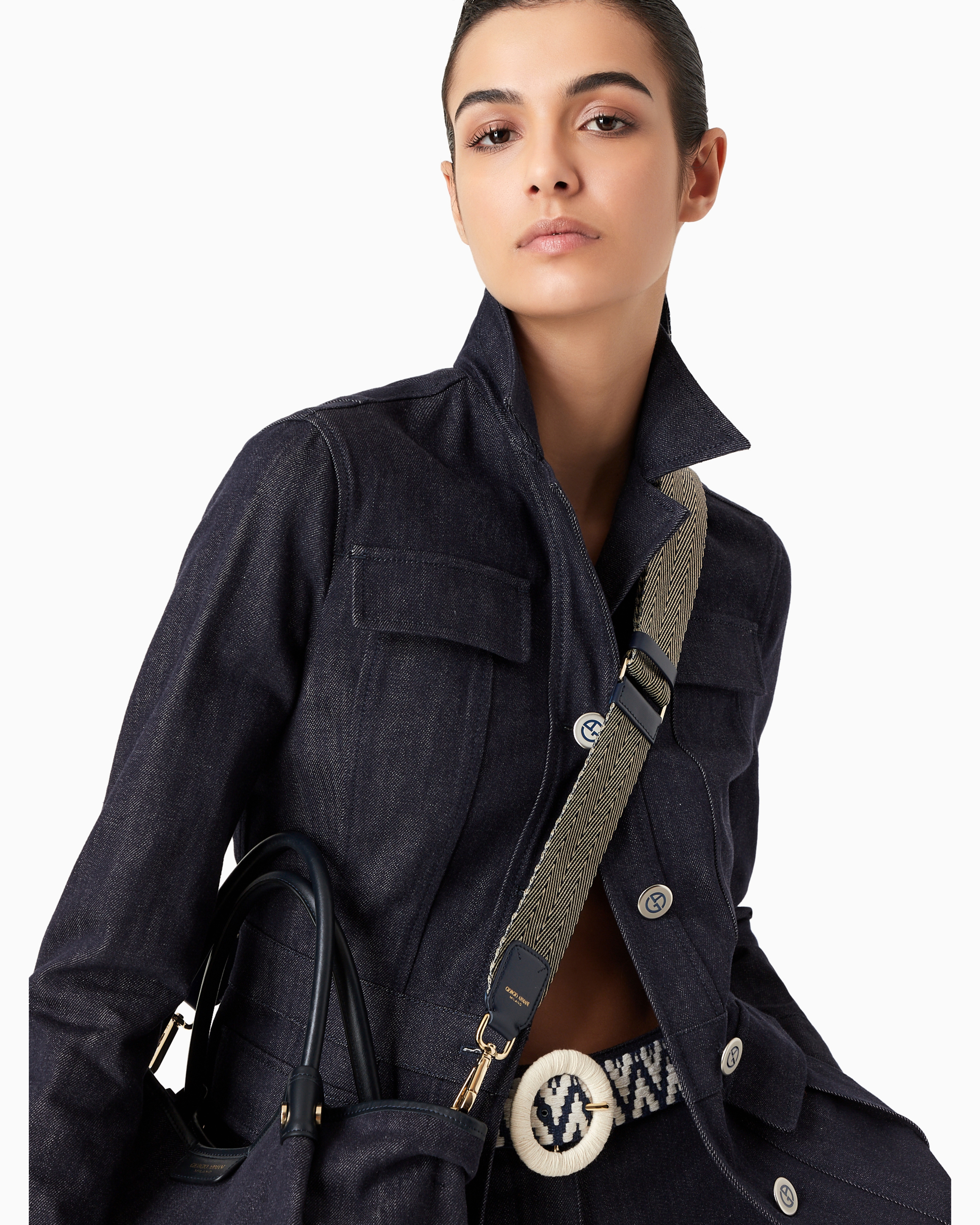 Webbing and leather shoulder strap | Giorgio Armani