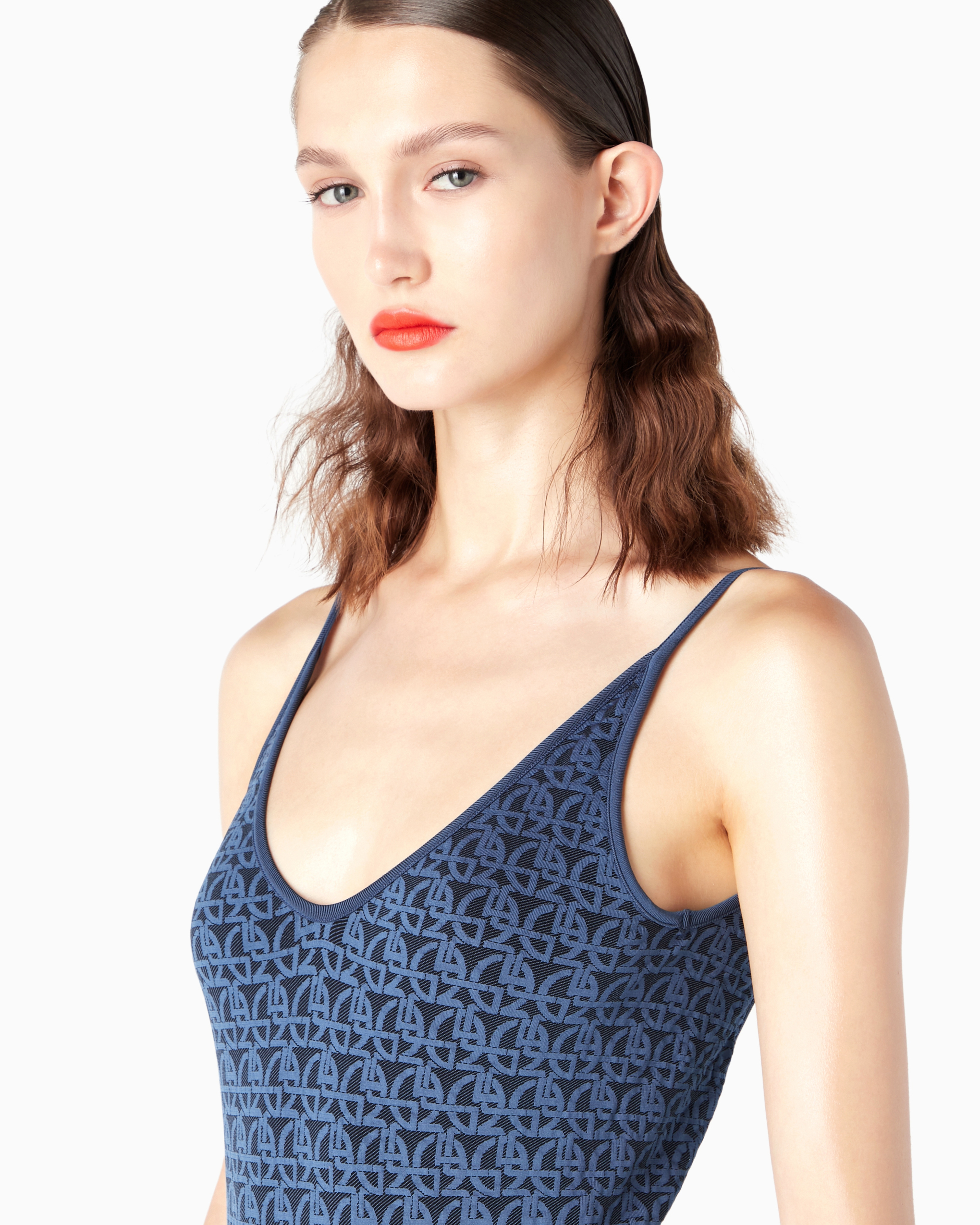 Giorgio Armani Official Store Monogram Jacquard Bodysuit In Pattern
