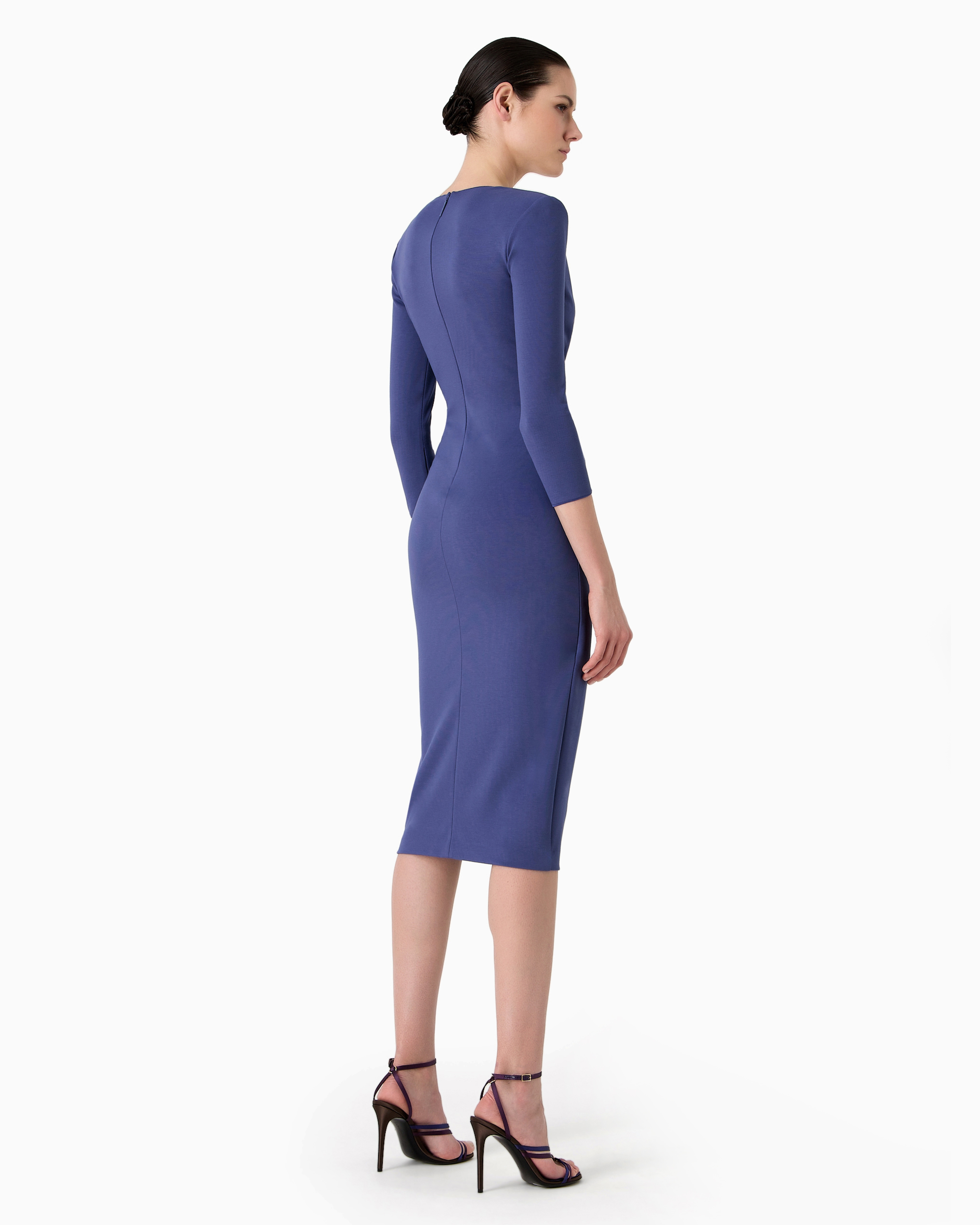 GIORGIO ARMANI VISCOSE-BLEND MILANO-STITCH MIDI DRESS 