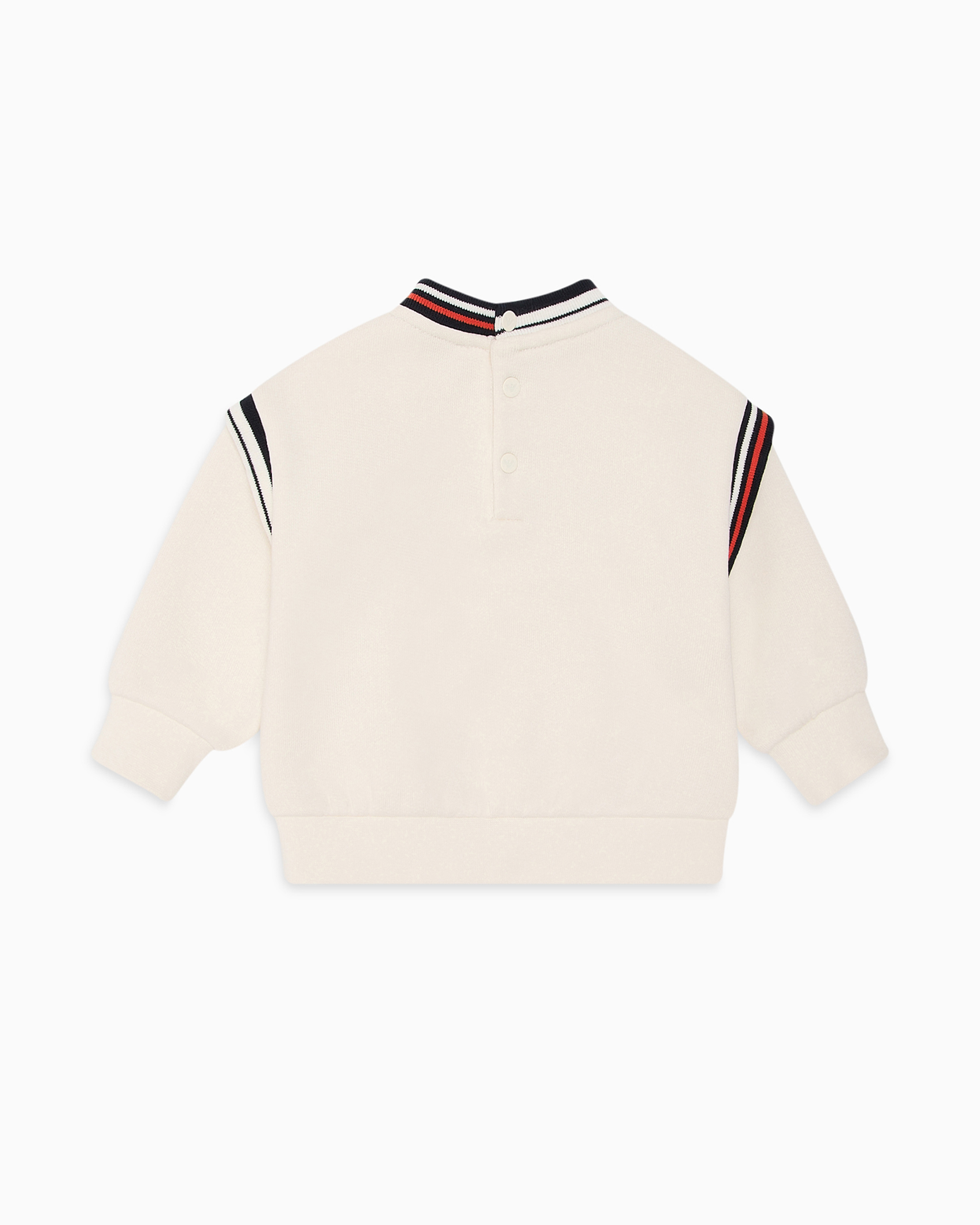 Shop Emporio Armani French Terry Sweatshirt With Logo And Contrasting Details In Beige