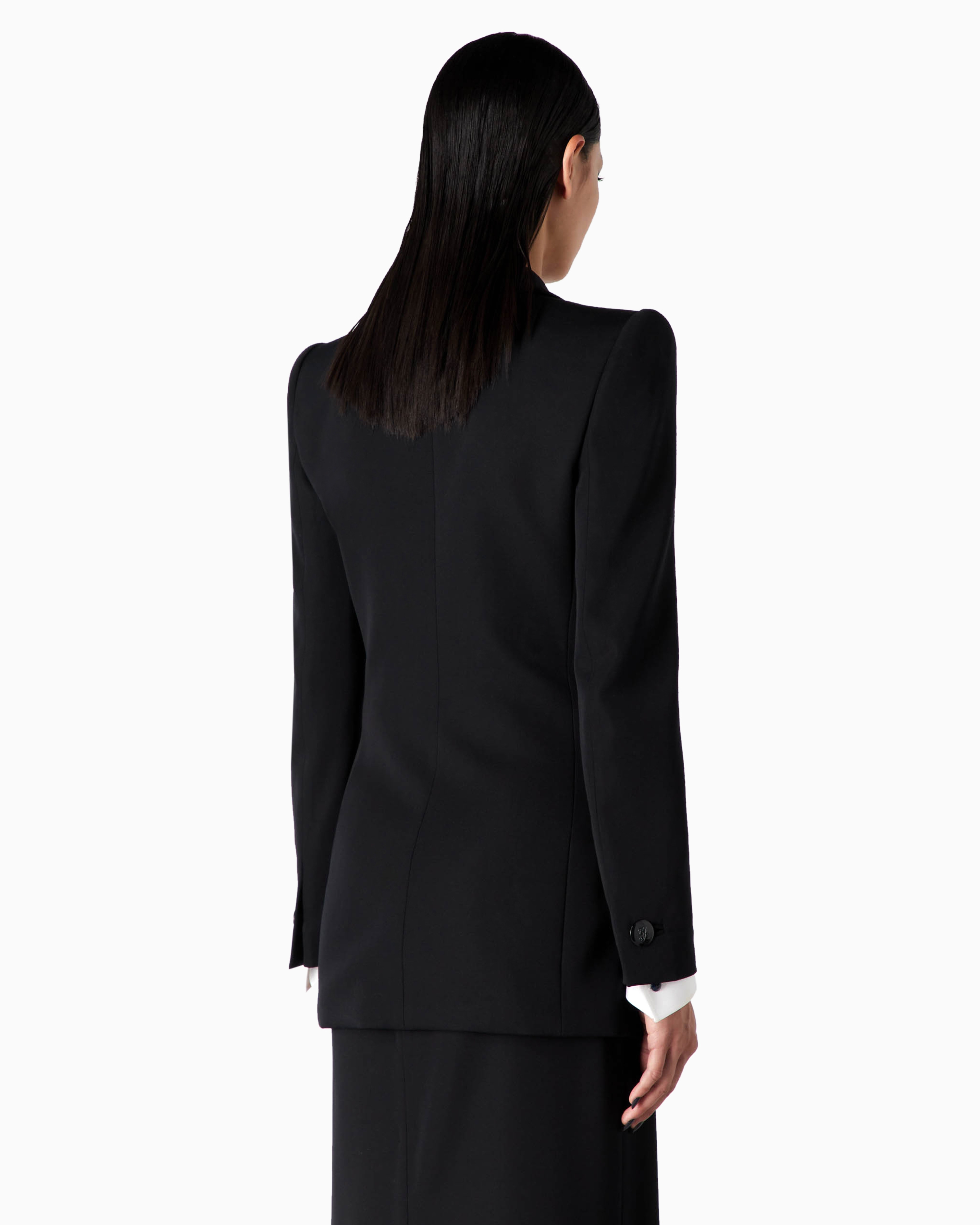 Giorgio Armani Women's Velvet-embellished Single-breasted Jacket In Navy Blue