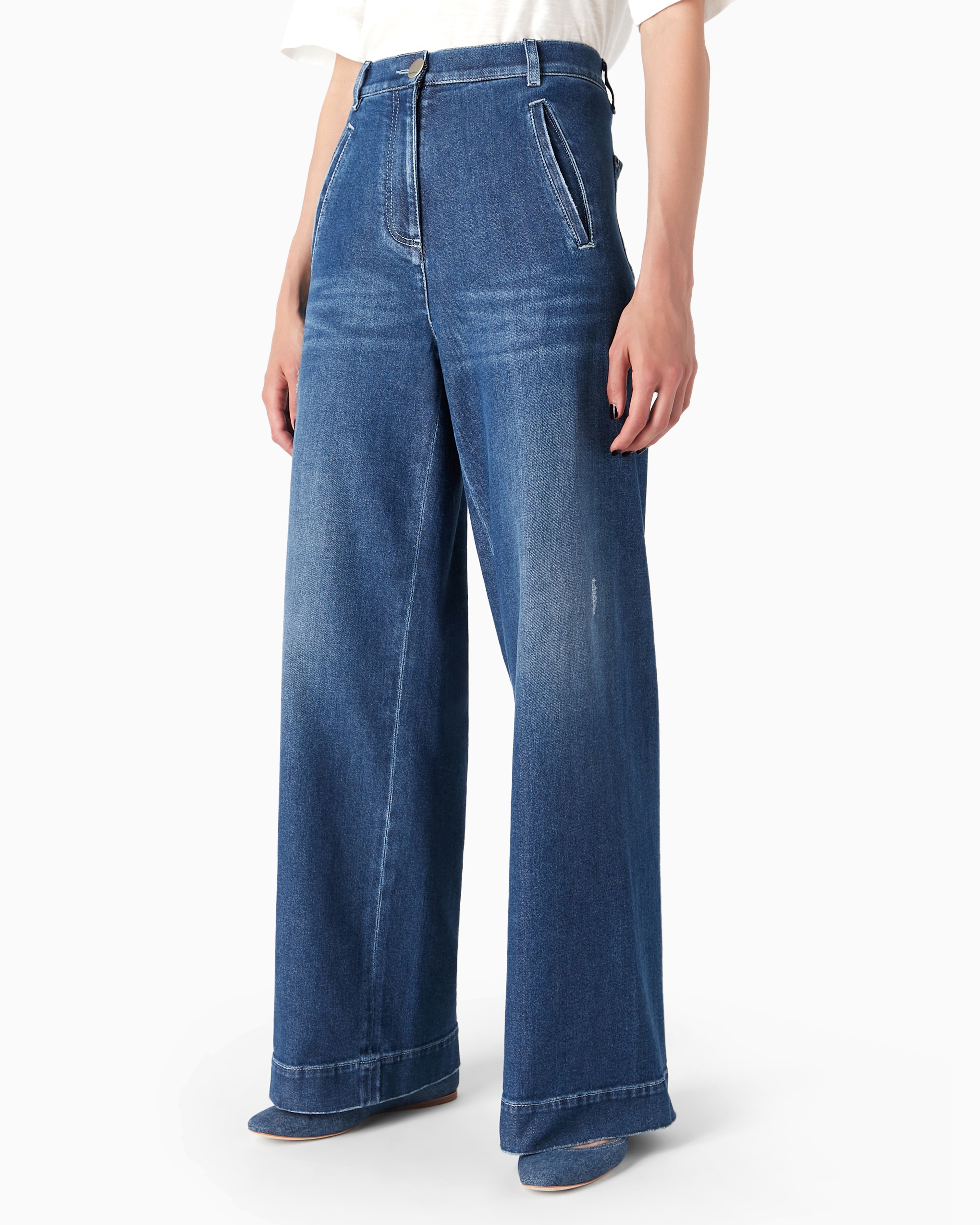 Denim Collection wide-leg trousers in stretch cotton denim