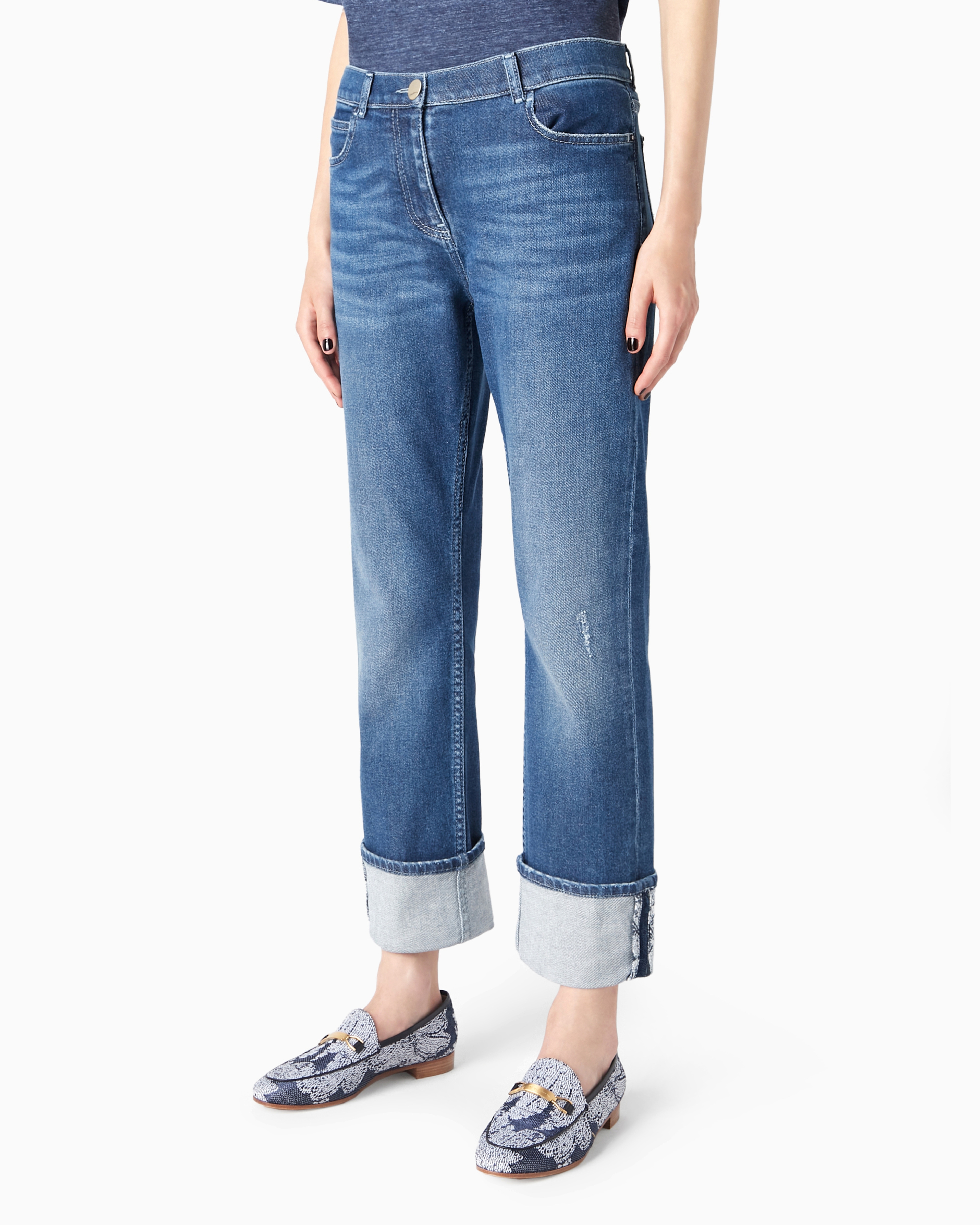 Giorgio Armani Official Store Denim Collection Five-pocket Trousers In Stretch Cotton Denim In Denim