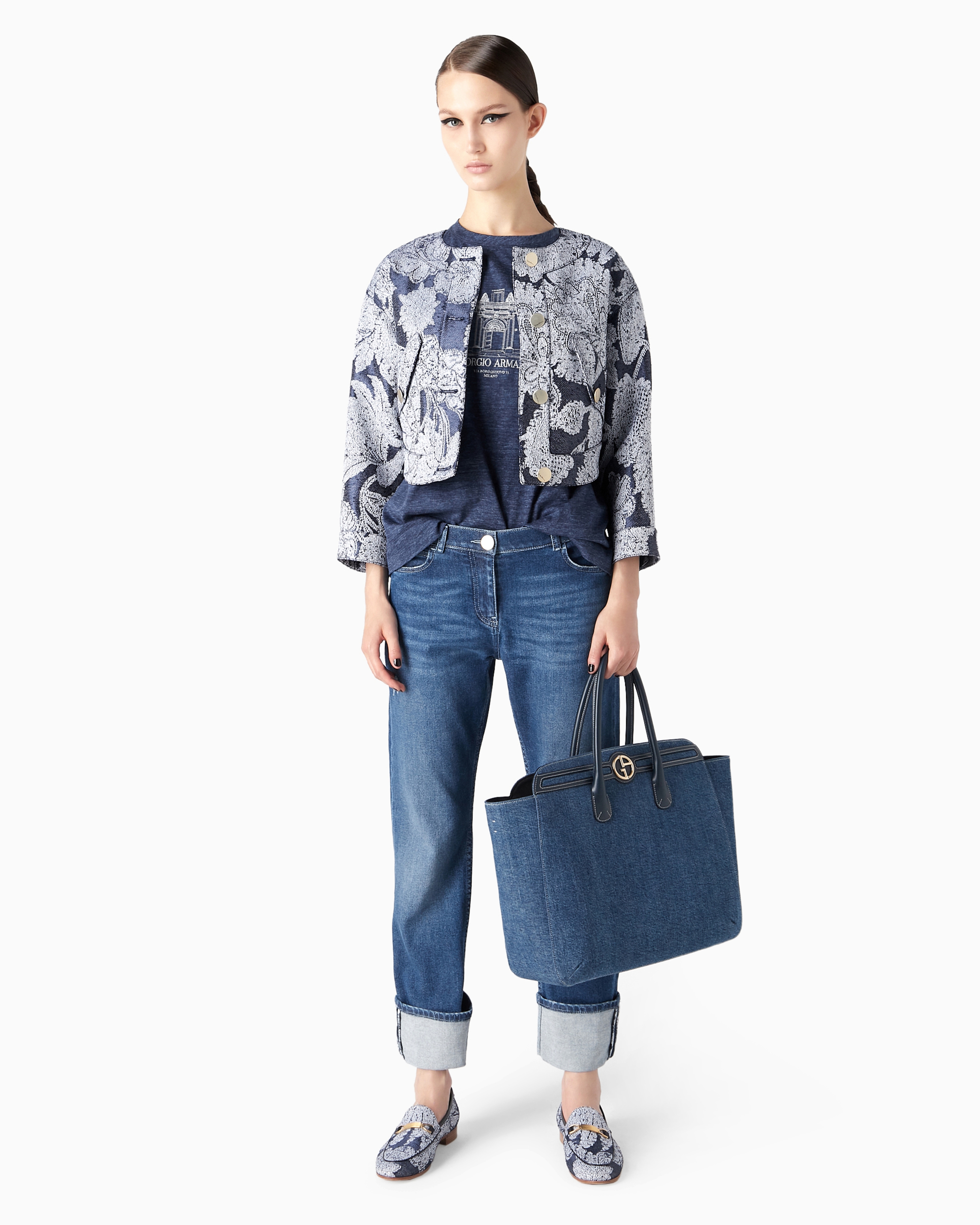 Giorgio Armani Official Store Denim Collection Five-pocket Trousers In Stretch Cotton Denim In Denim