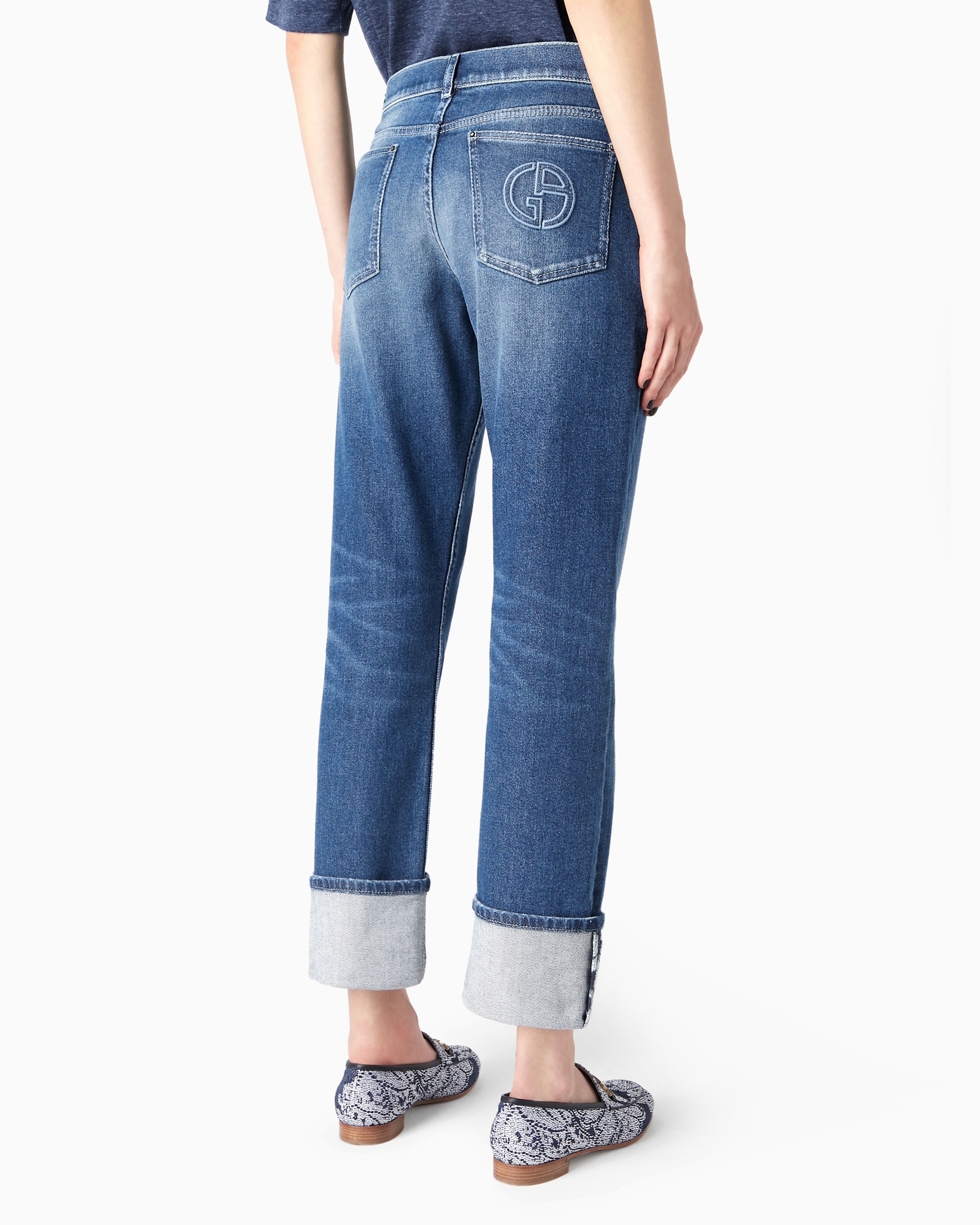 Giorgio Armani Official Store Denim Collection Five-pocket Trousers In Stretch Cotton Denim In Denim