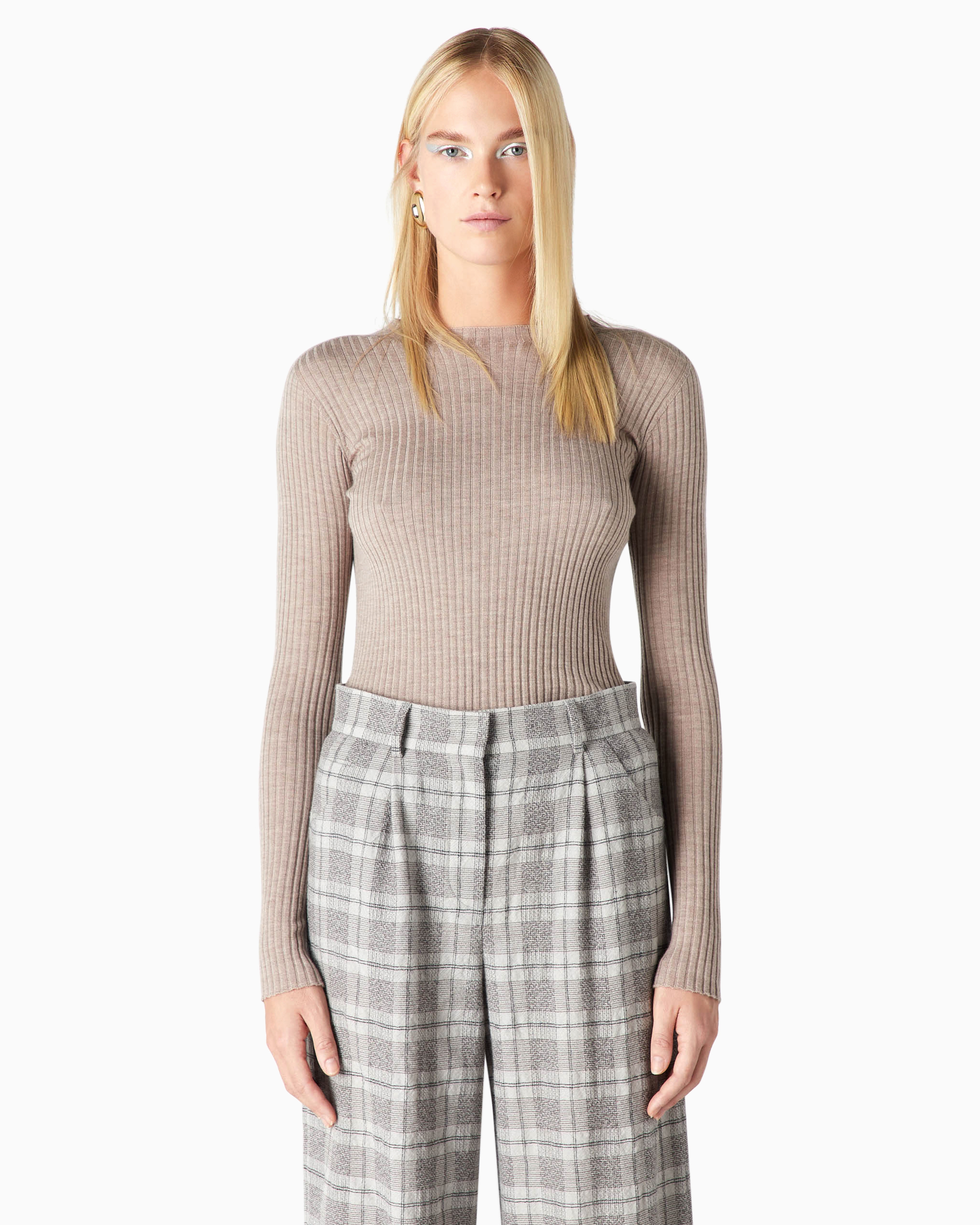 Giorgio Armani Official Store Cashmere Crew-neck Jumper In Beige