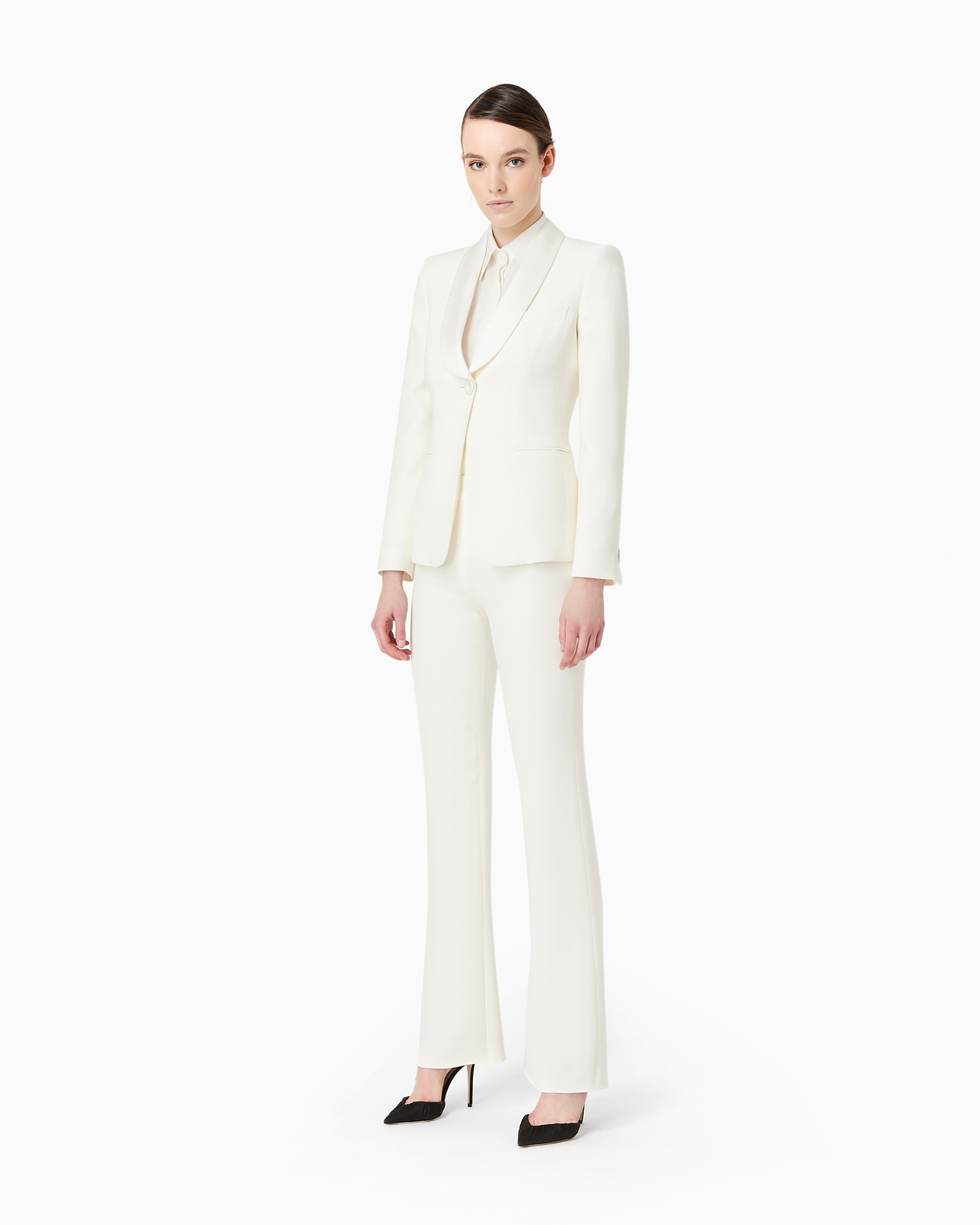Giorgio Armani Official Store Crepe Tuxedo Pure Silk Jacket In White