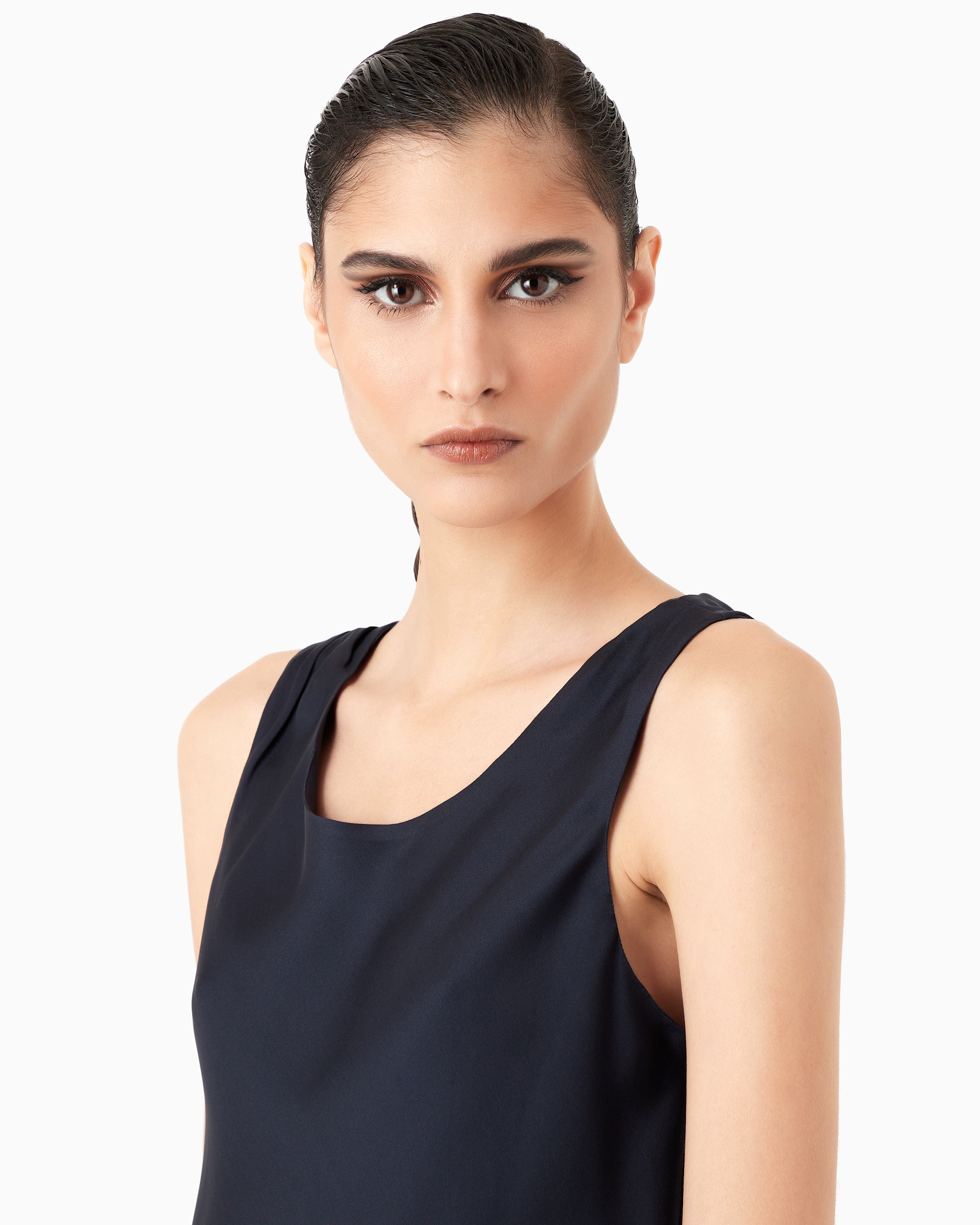 Giorgio Armani Pure Silk Top In Navy_blue