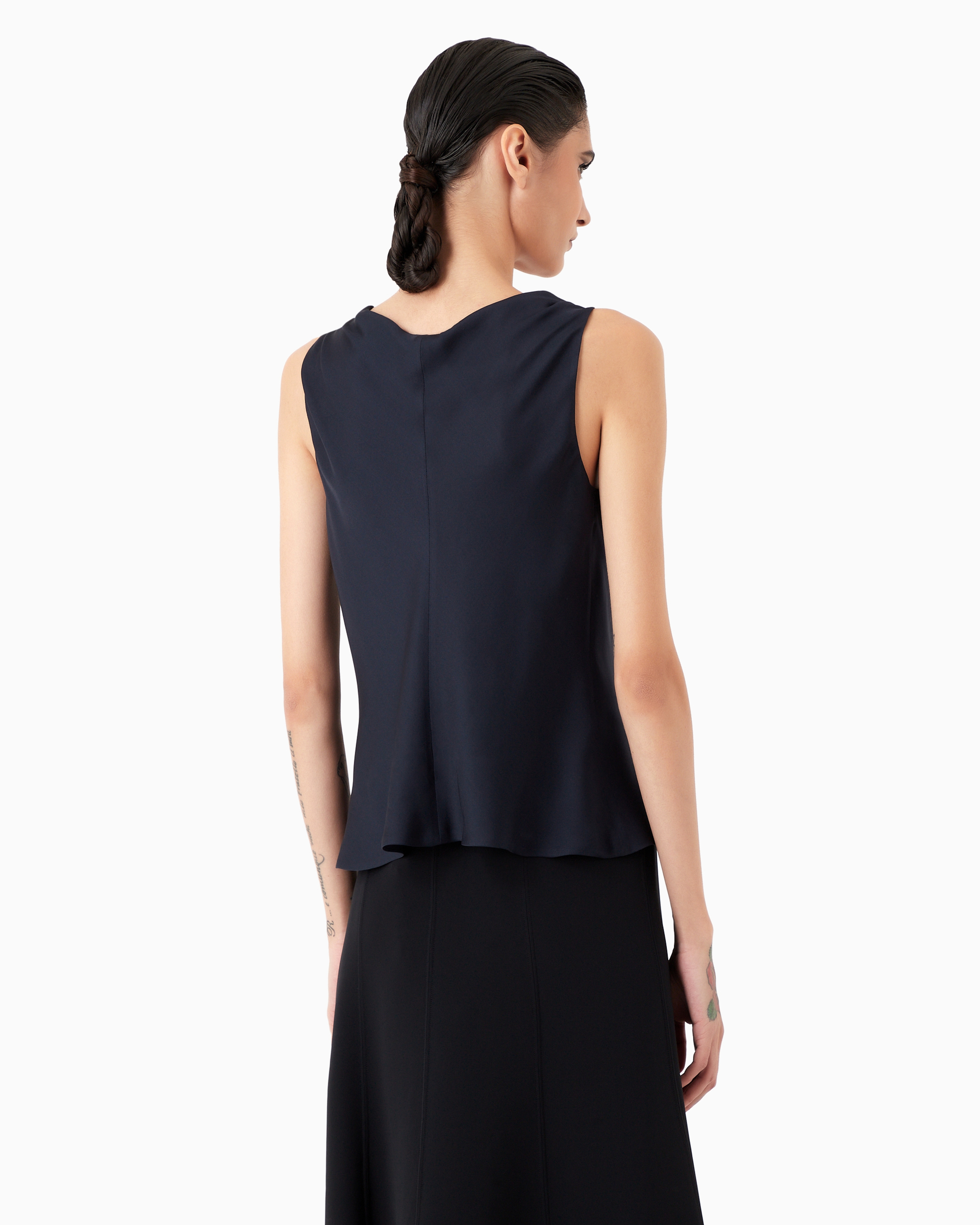 Giorgio Armani Pure Silk Top In Navy_blue