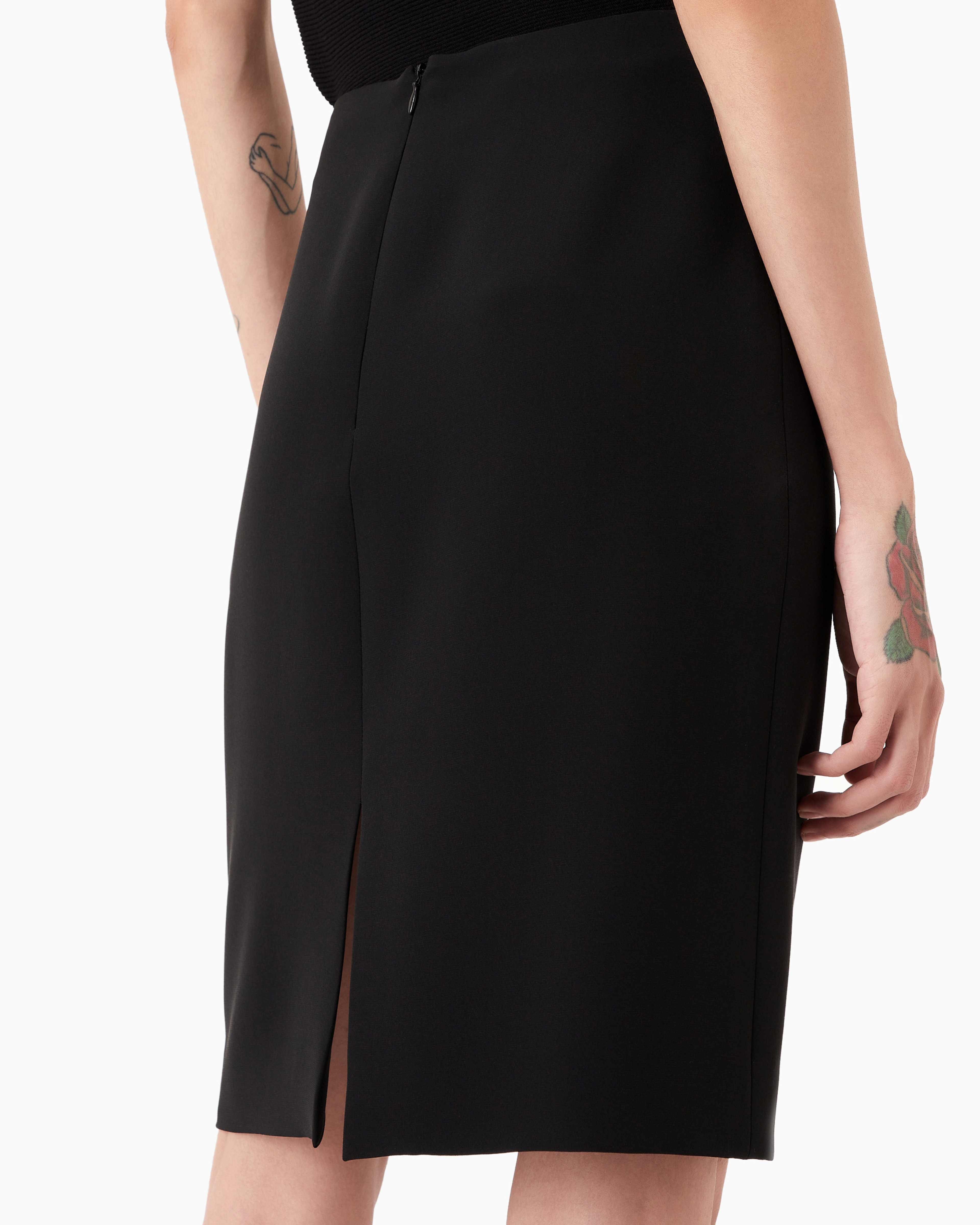 Shop Giorgio Armani Silk Cady Tube Skirt In Black