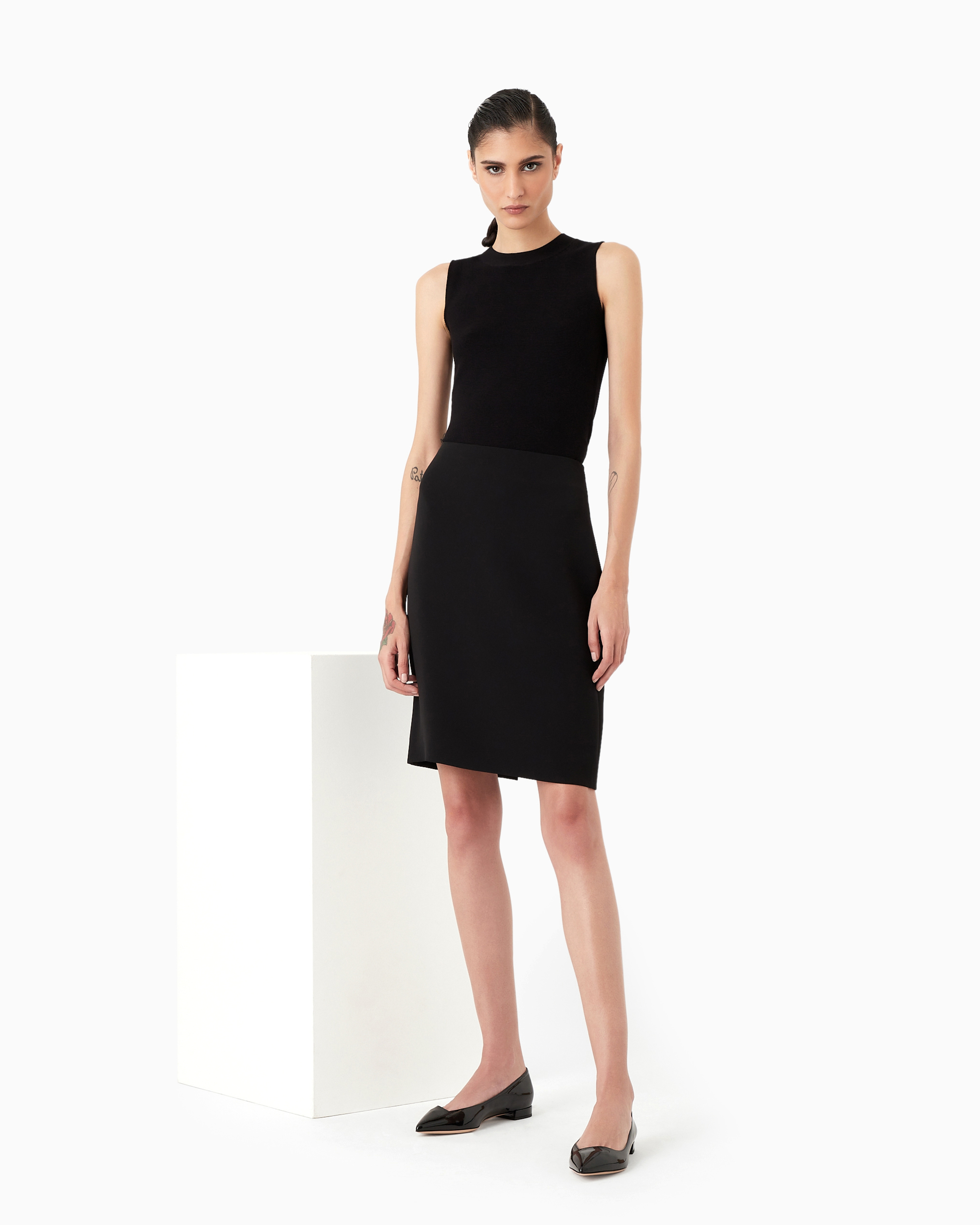 Shop Giorgio Armani Silk Cady Tube Skirt In Black