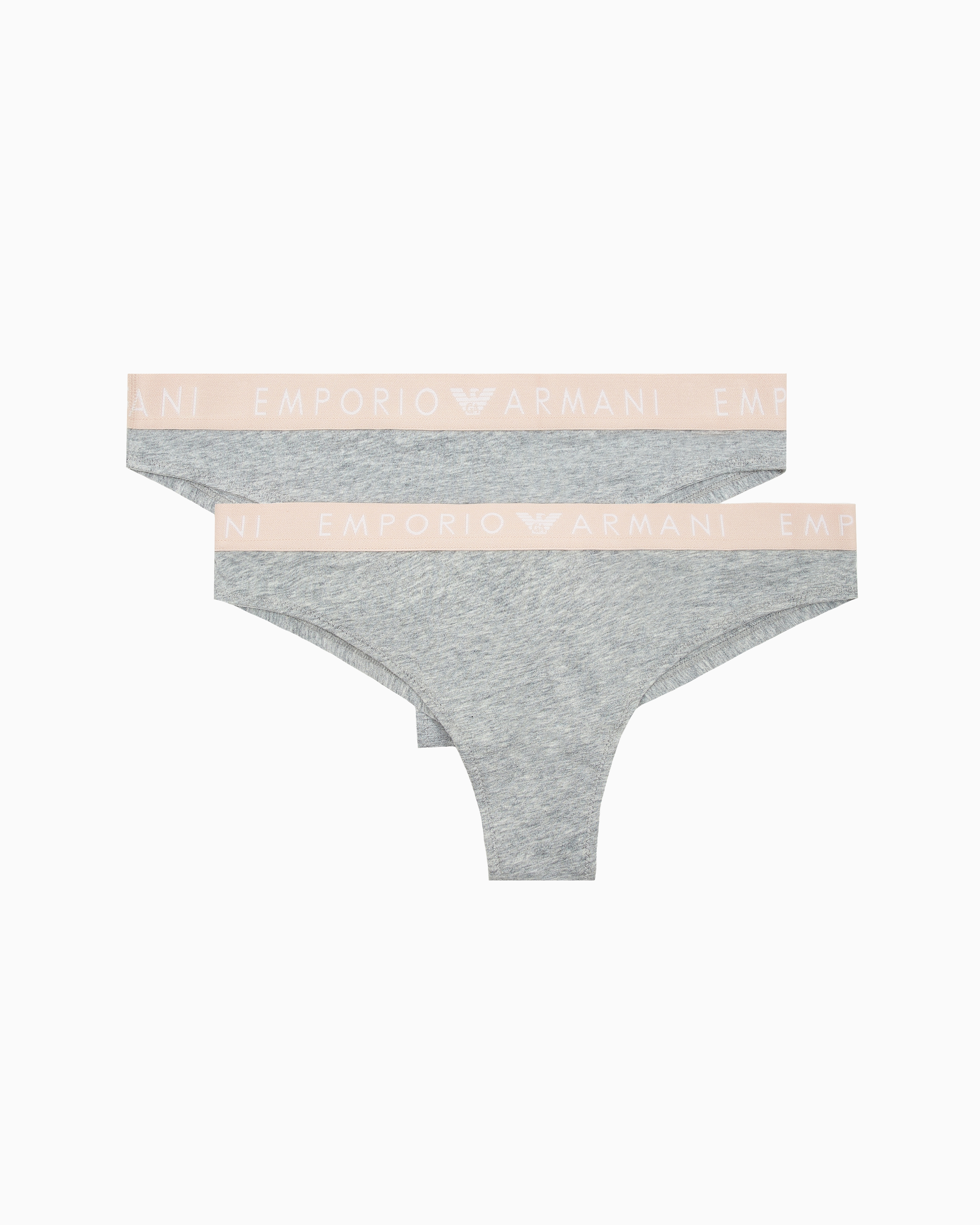 Shop Emporio Armani Asv 2er-pack Brazilian Slips Aus Iconic Bio-baumwolle Mit Logo-band In Grau