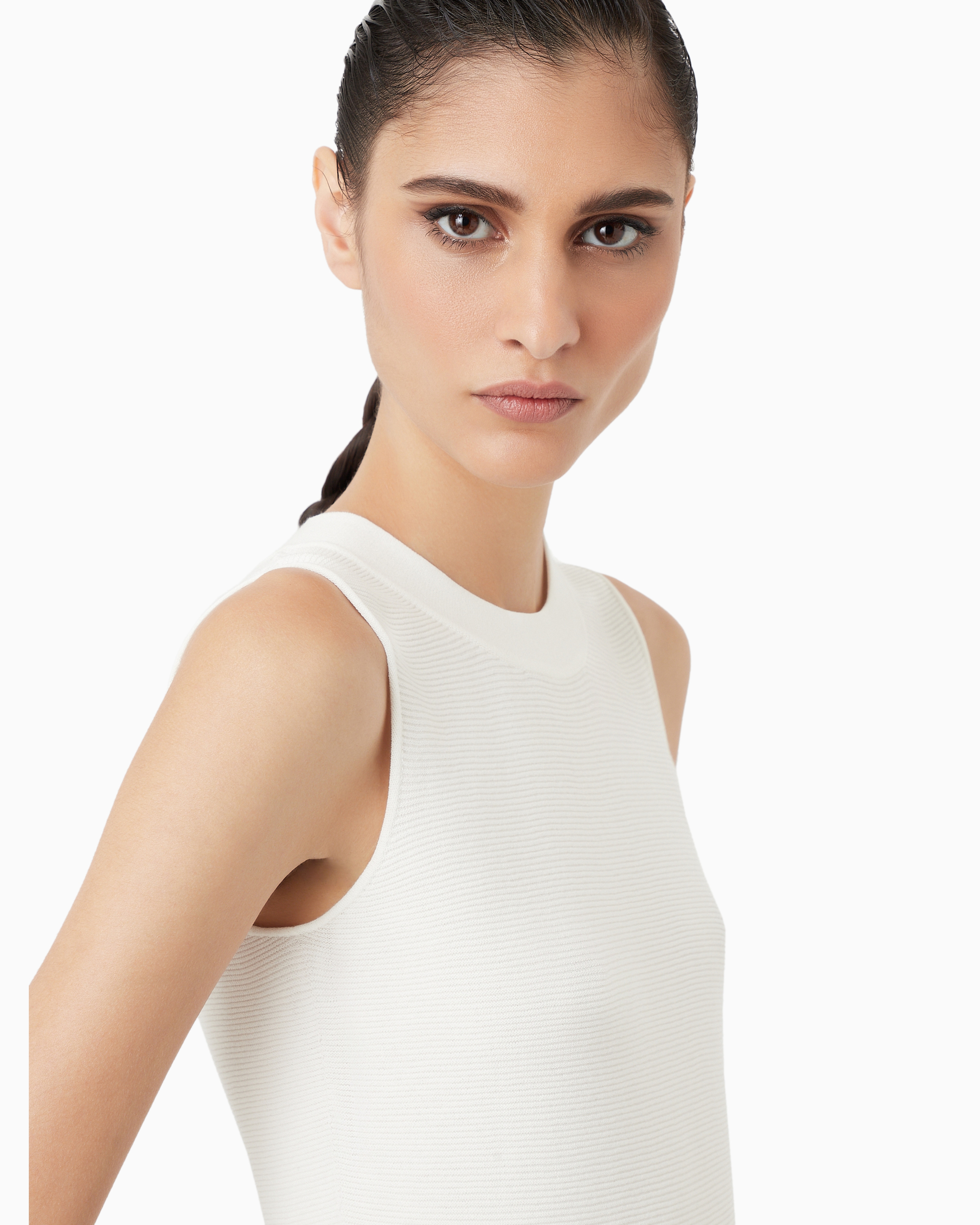 Giorgio Armani Official Store Top In Ottoman Fabric In White