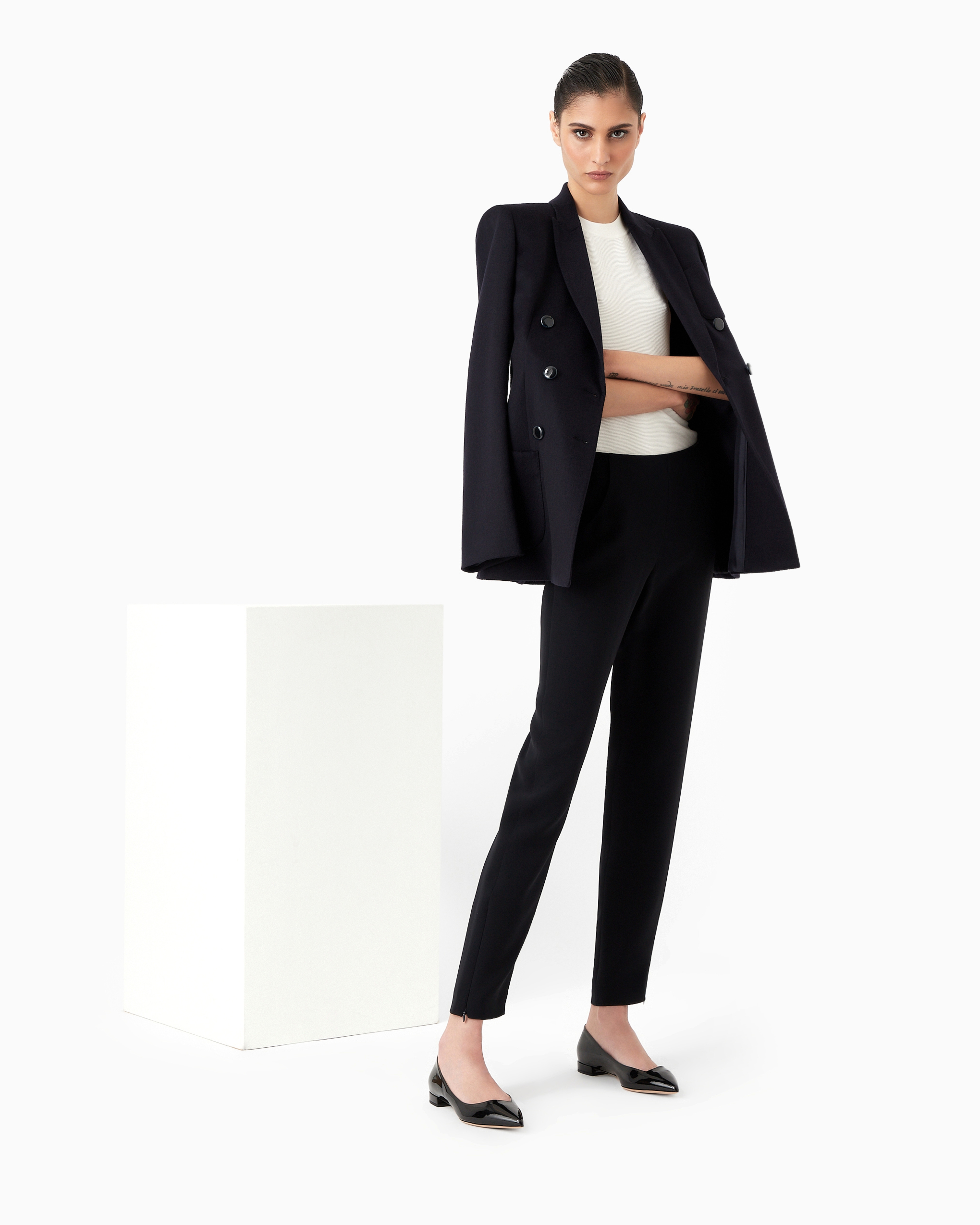 Giorgio Armani Official Store Top In Ottoman Fabric In White