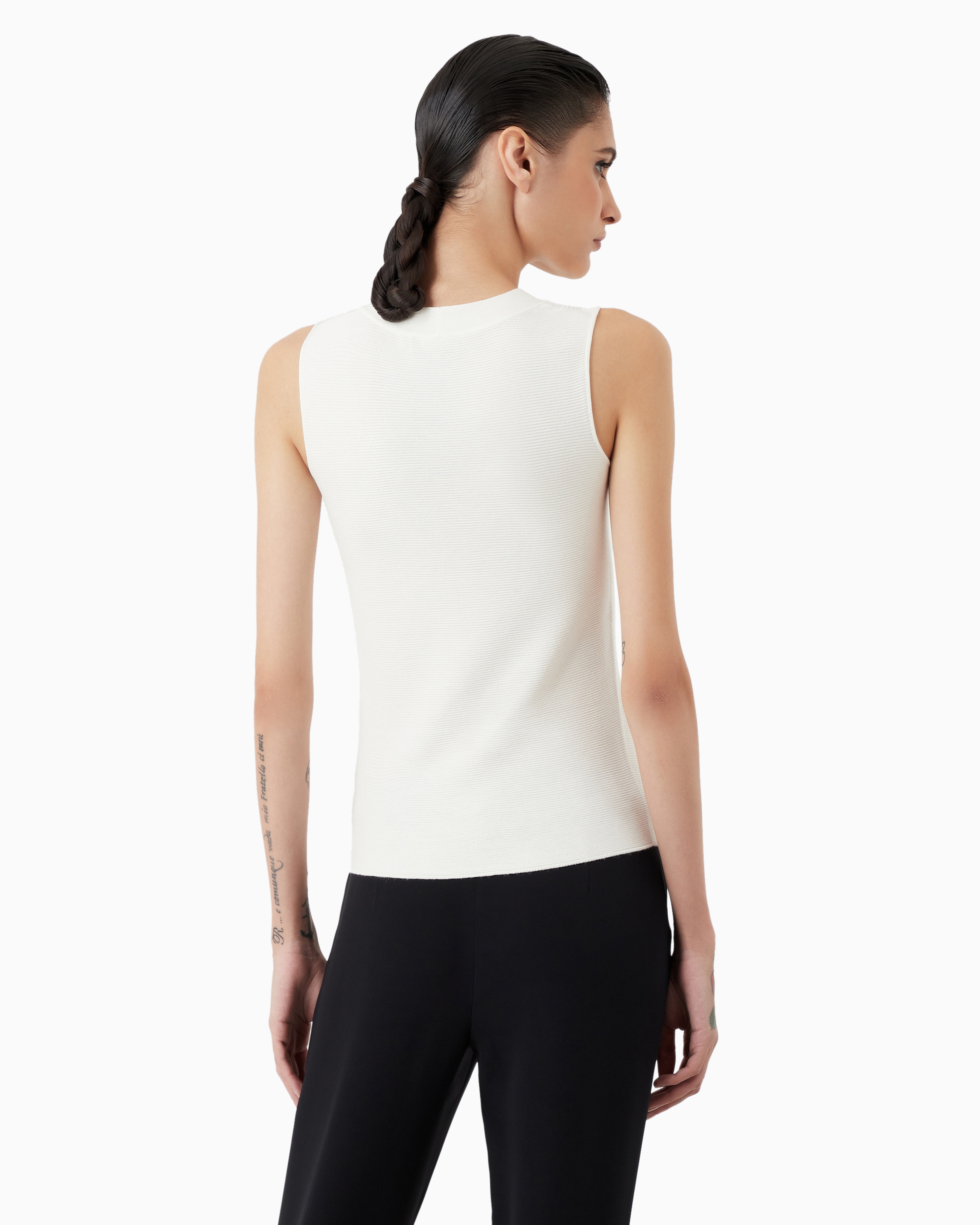 Giorgio Armani Official Store Top In Ottoman Fabric In White