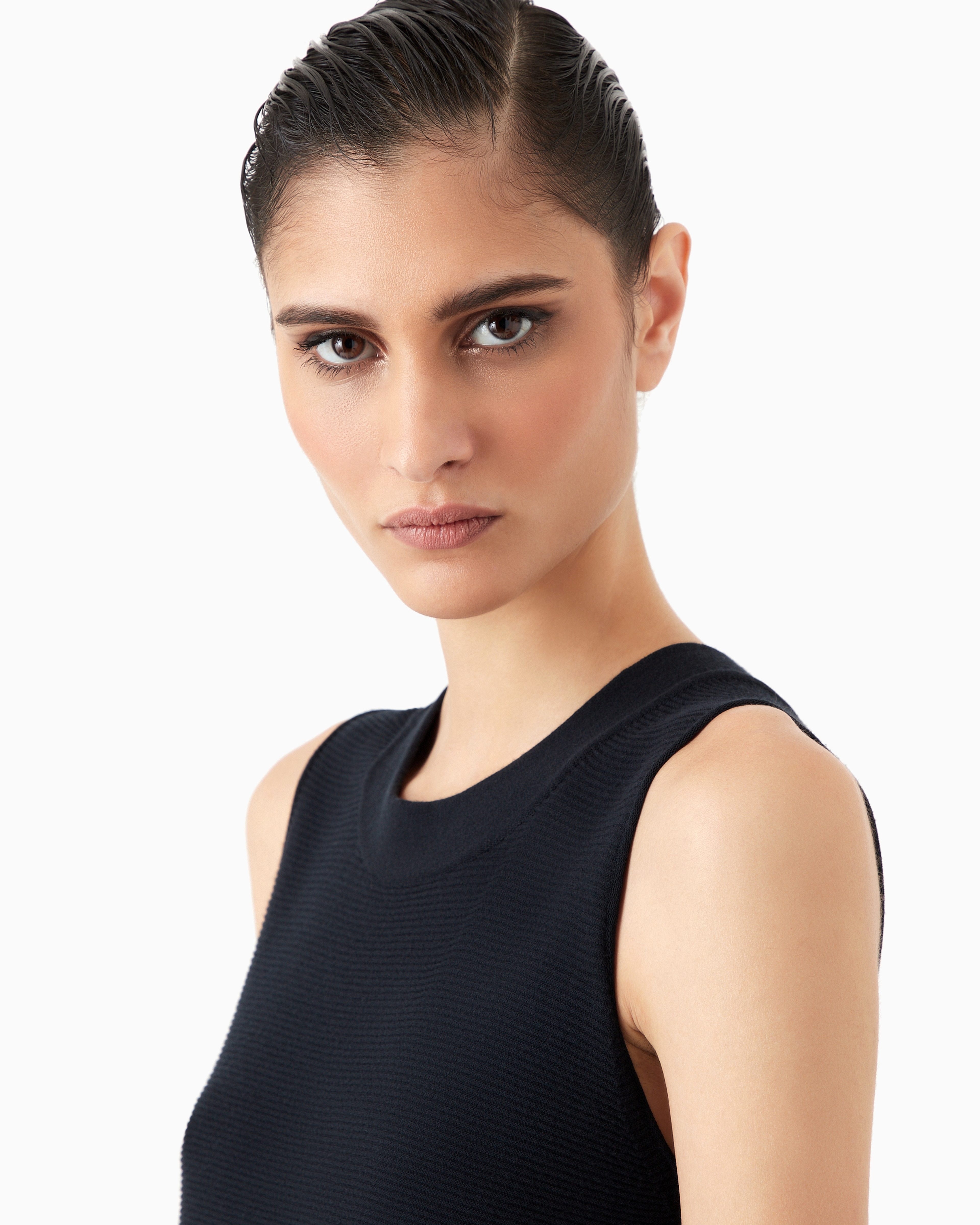Giorgio Armani Official Store Top In Ottoman Fabric In Navy Blue