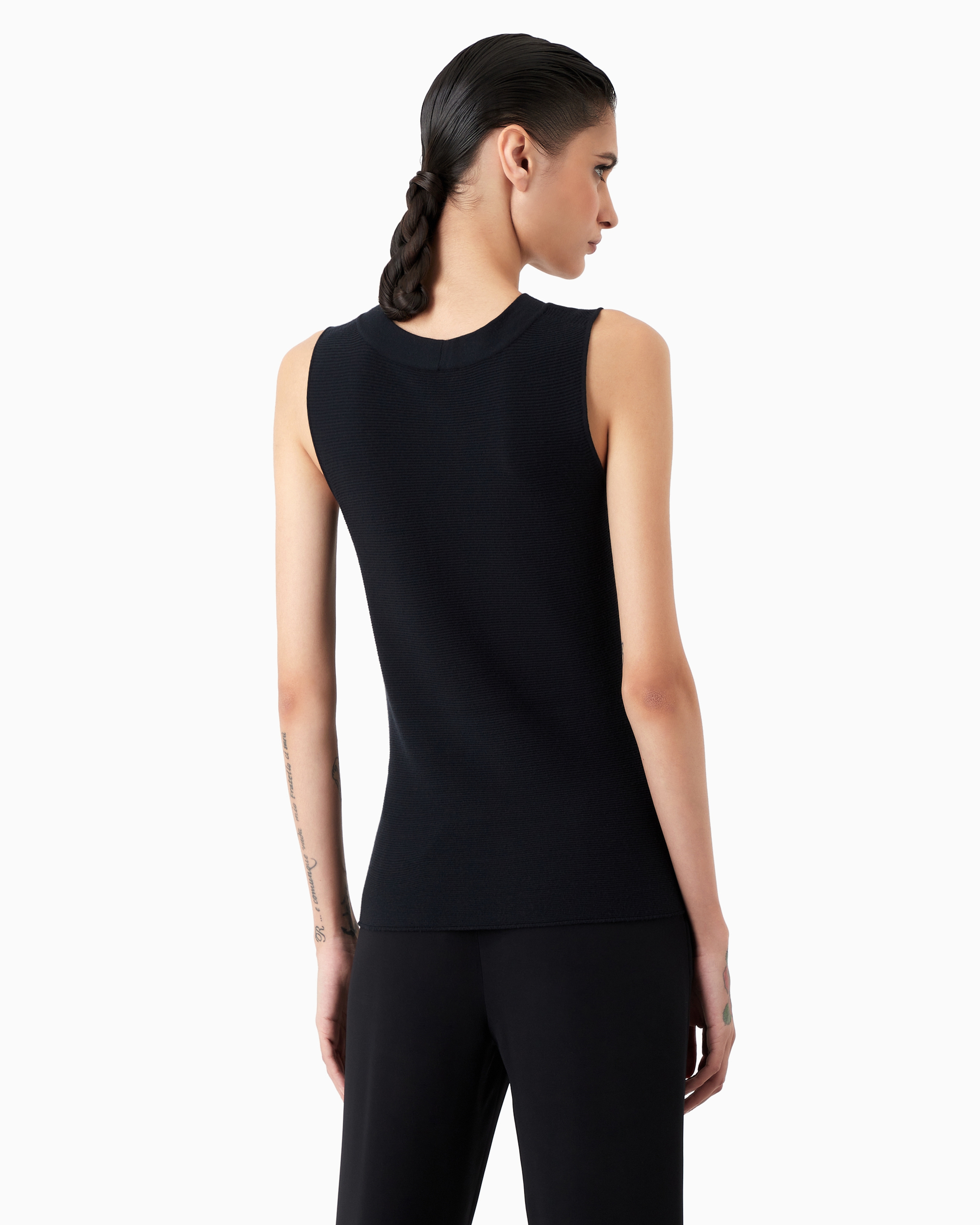 Giorgio Armani Official Store Top In Ottoman Fabric In Navy Blue