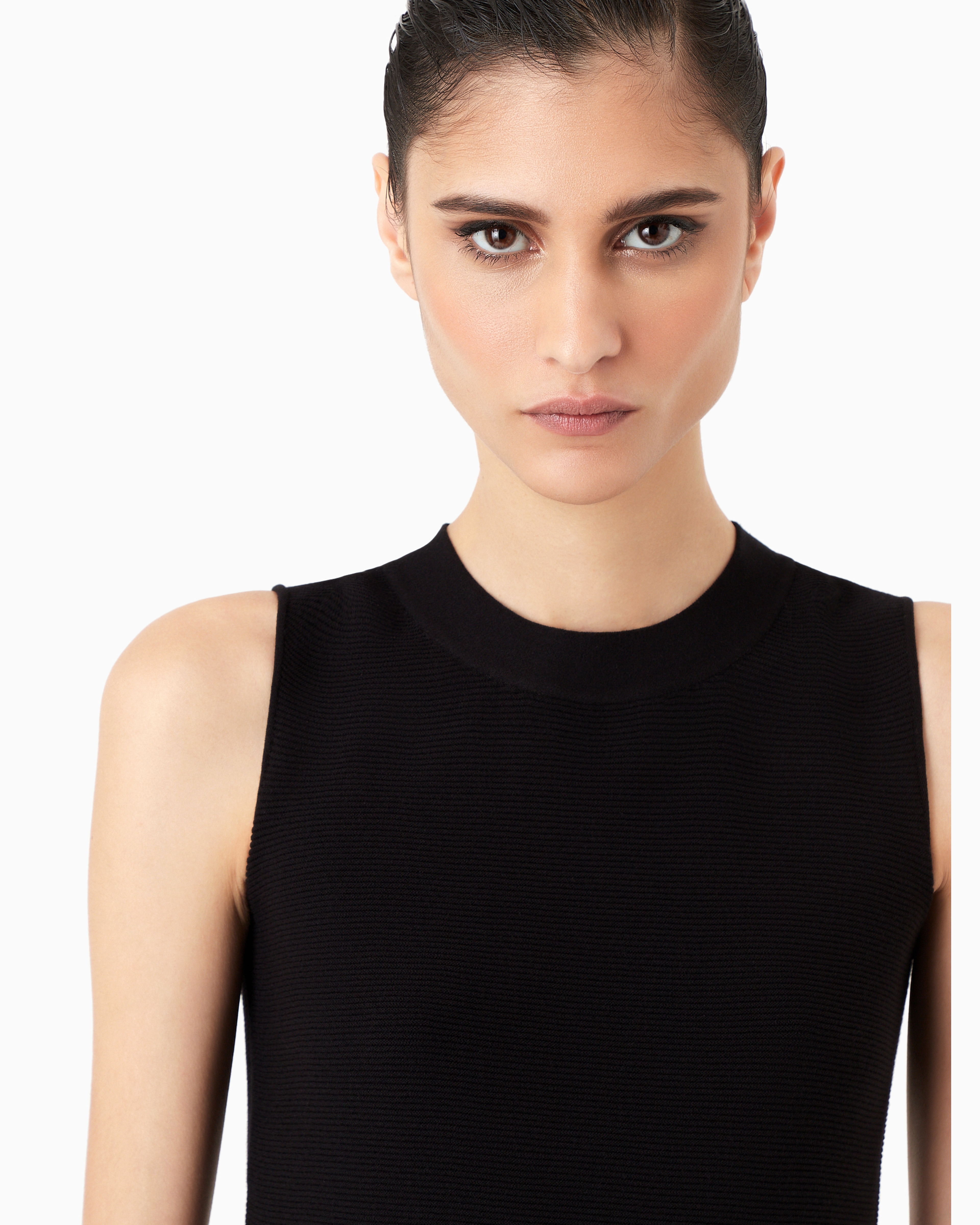 Giorgio Armani Official Store Top In Ottoman Fabric In Black