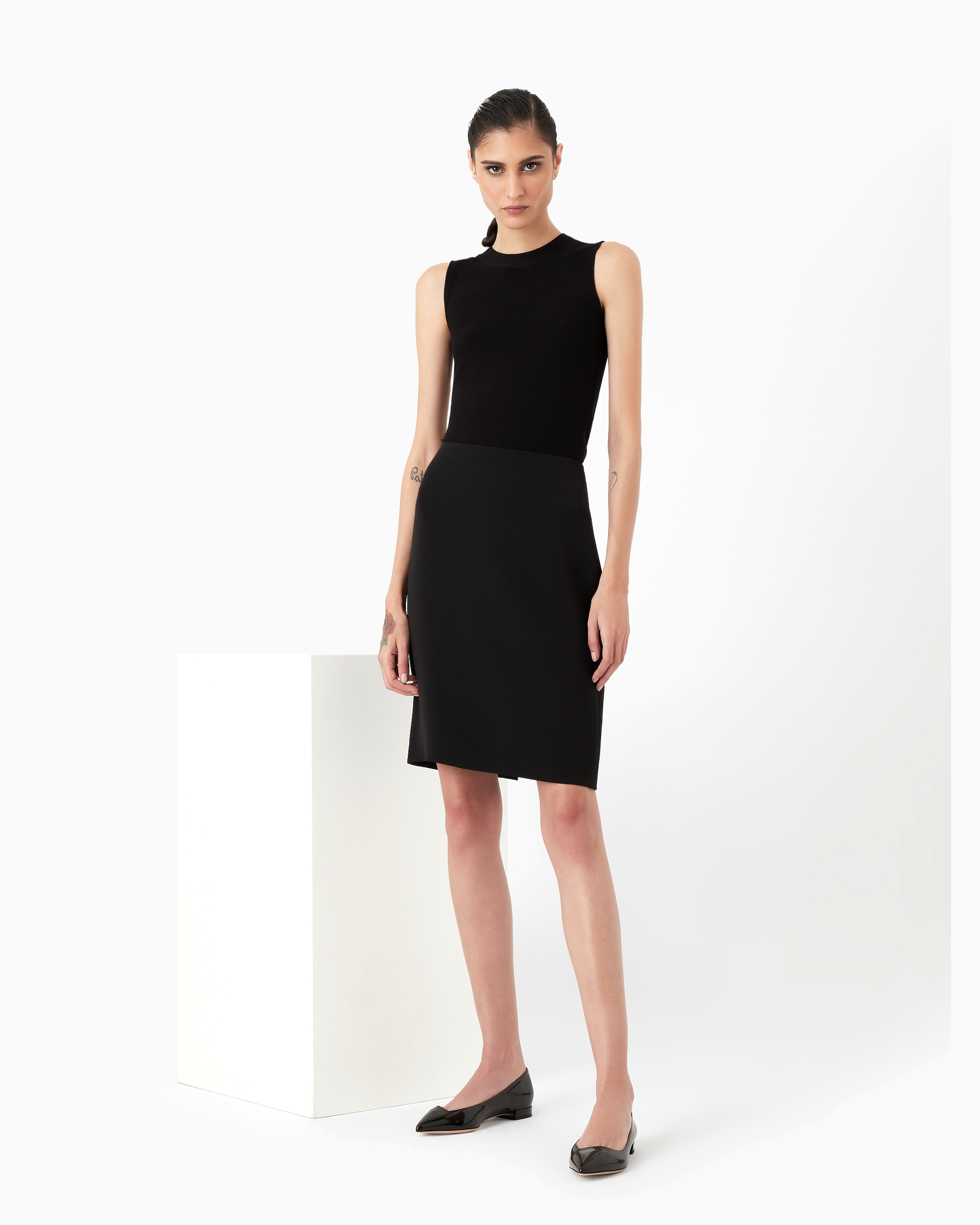 Giorgio Armani Official Store Top In Ottoman Fabric In Black
