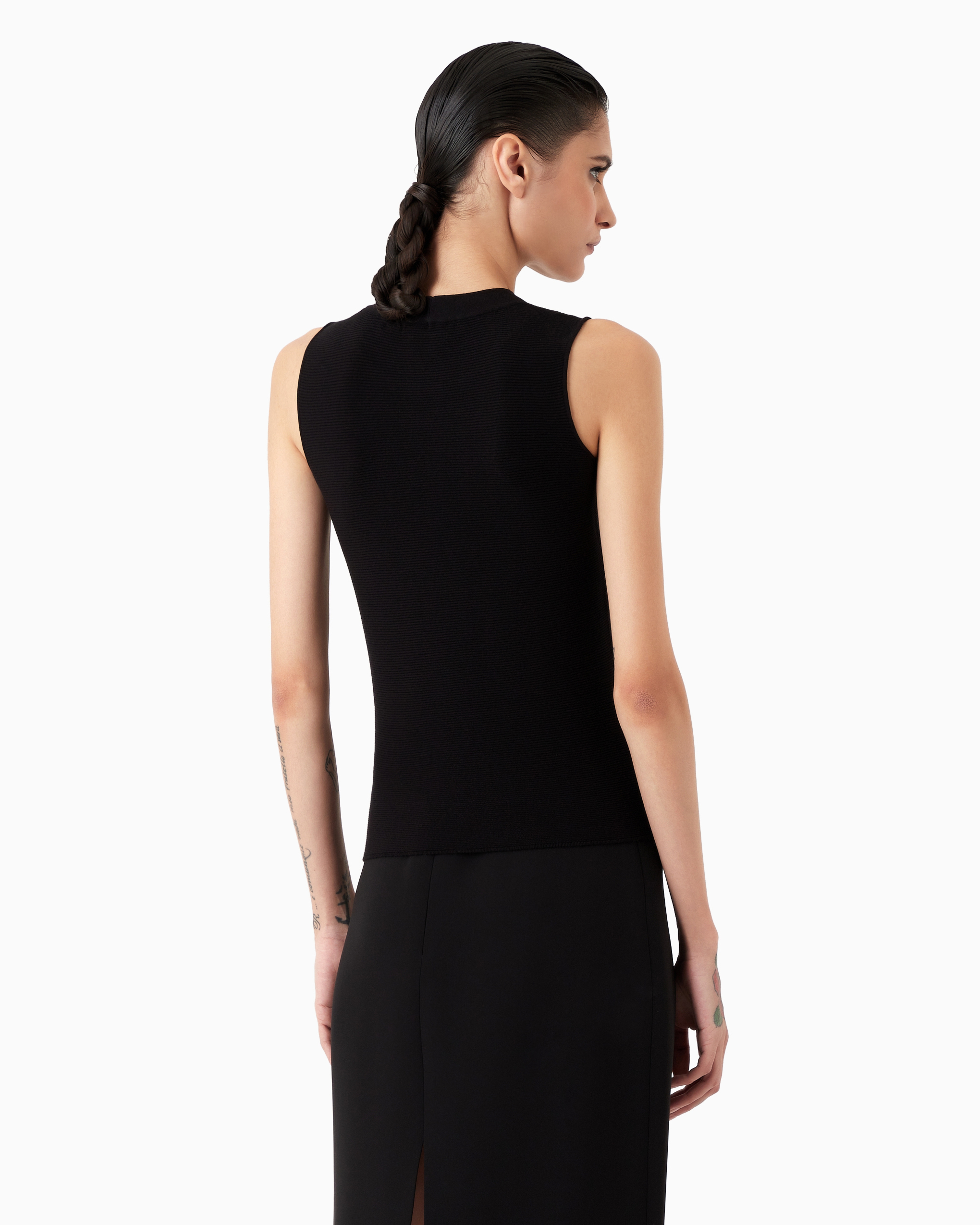 Giorgio Armani Official Store Top In Ottoman Fabric In Black