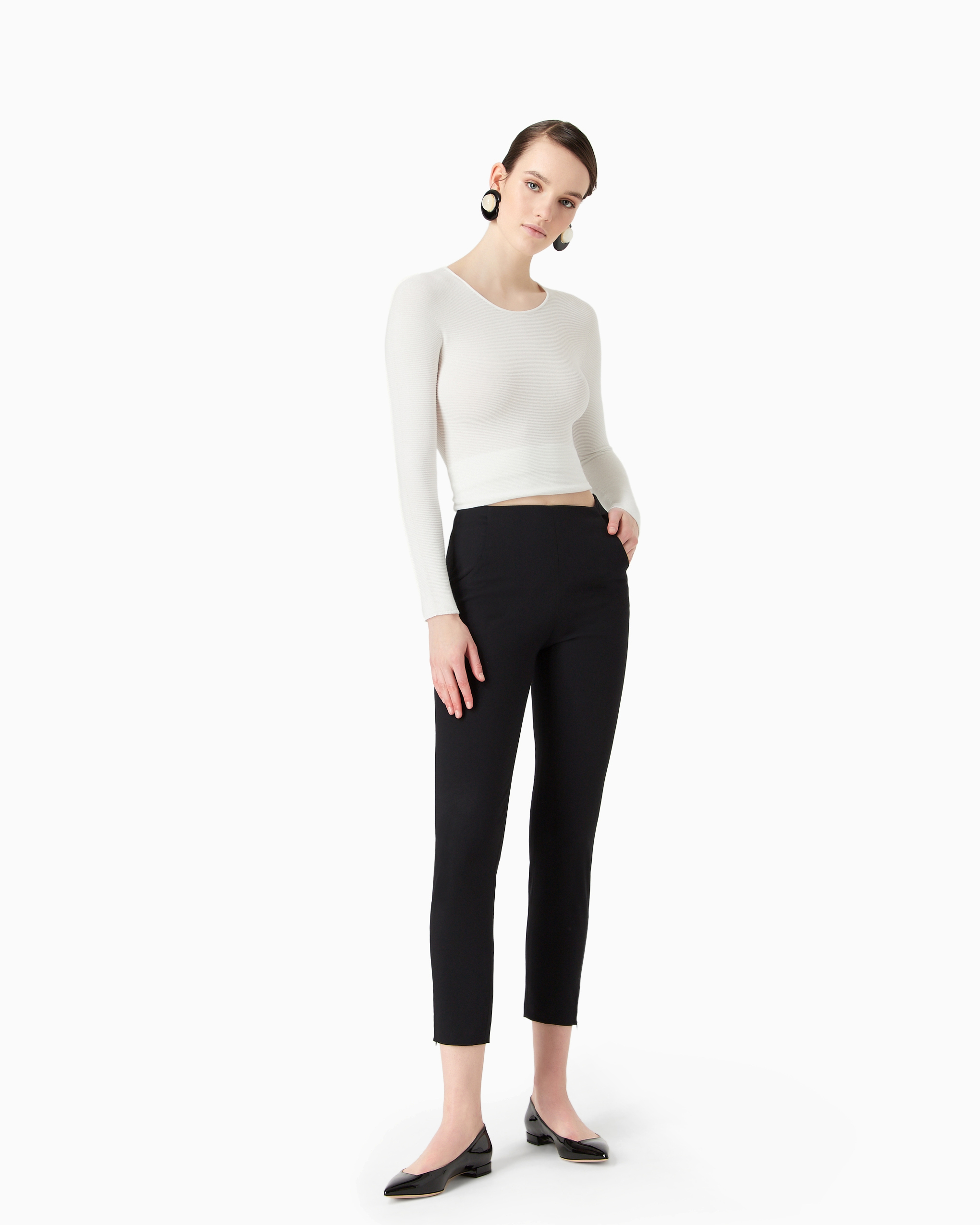Giorgio Armani Links-stitch Viscose Long-sleeved Jumper In White