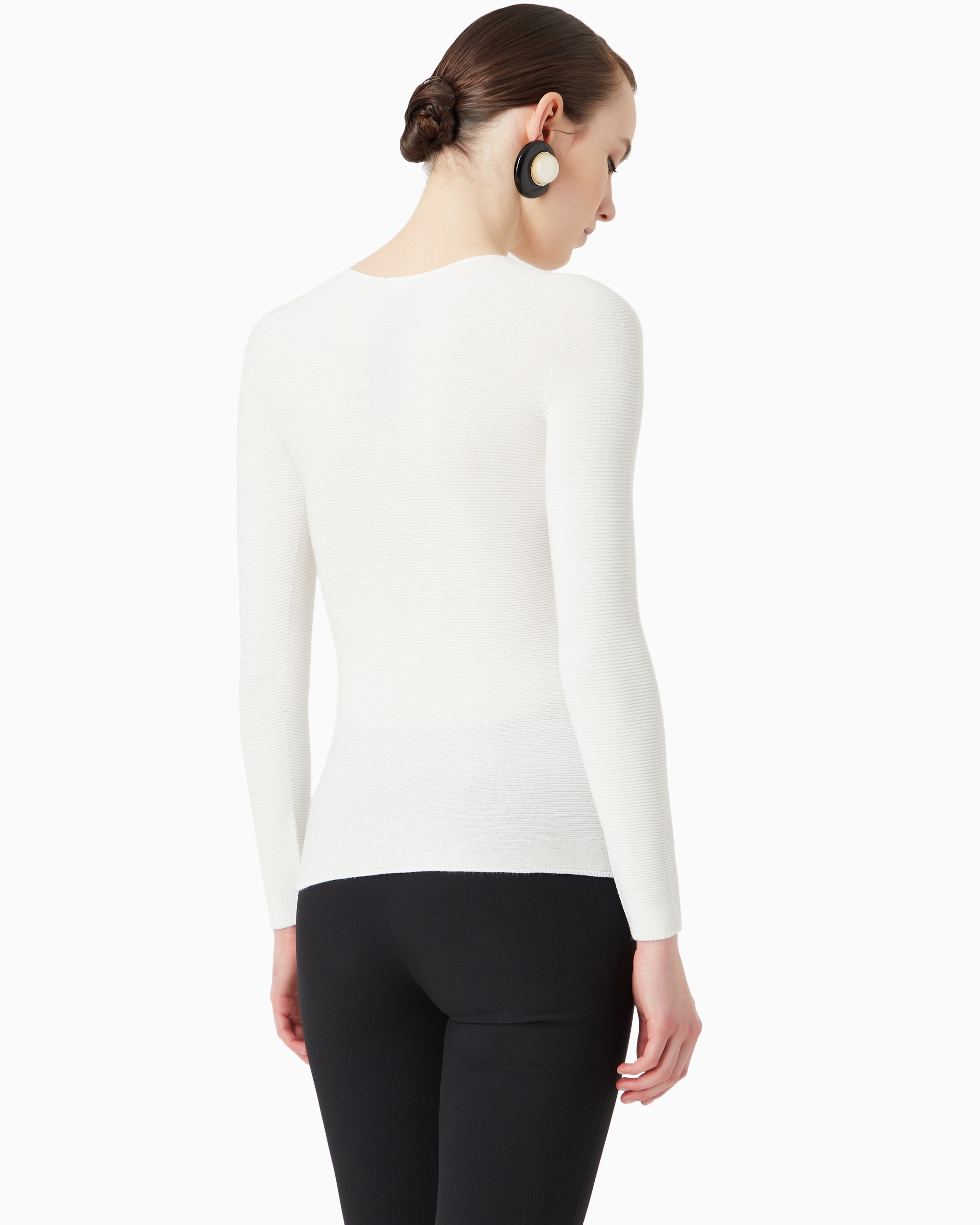 Giorgio Armani Links-stitch Viscose Long-sleeved Jumper In White