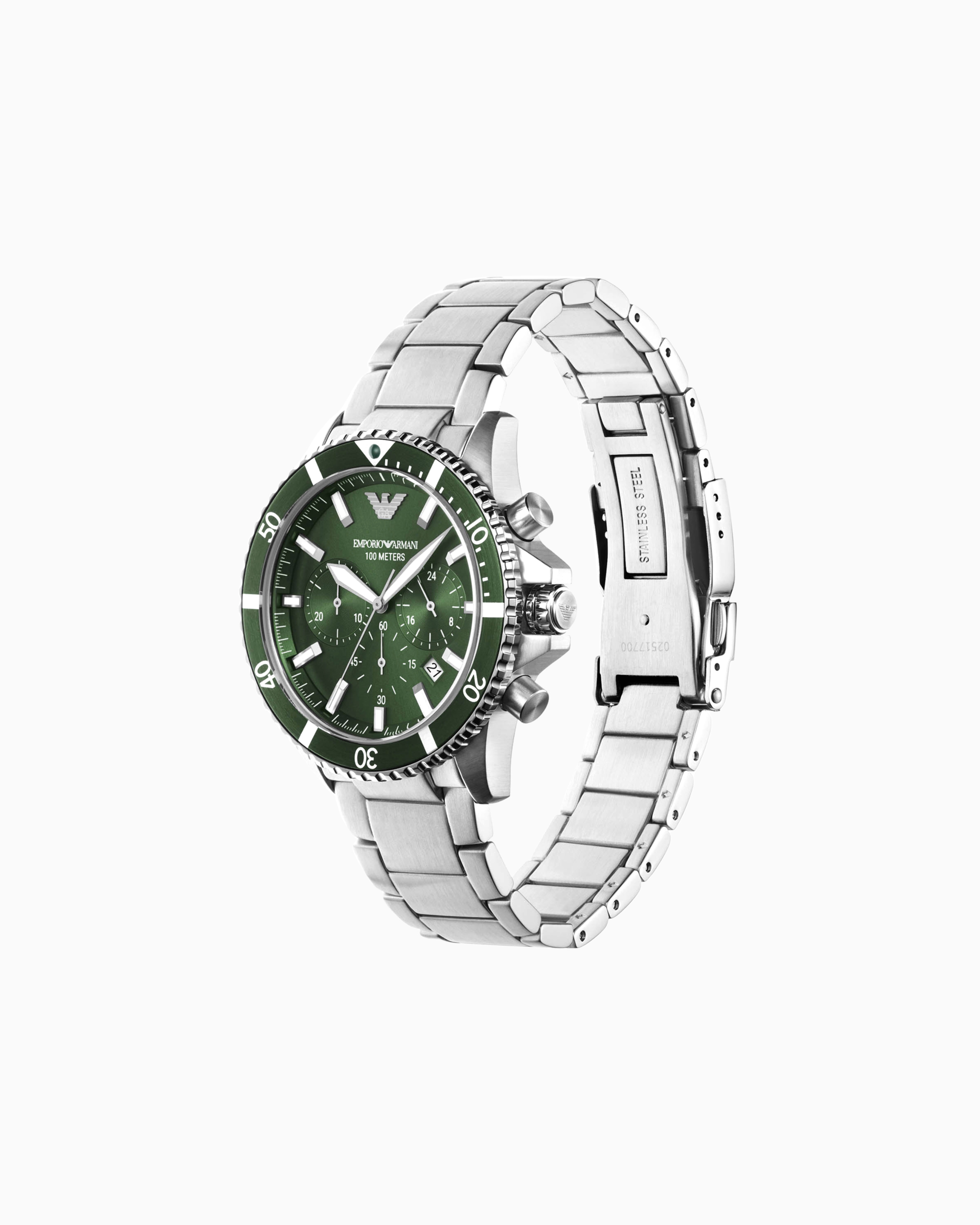 Emporio Armani Chronograph Stainless Steel Watch In Multicoloured