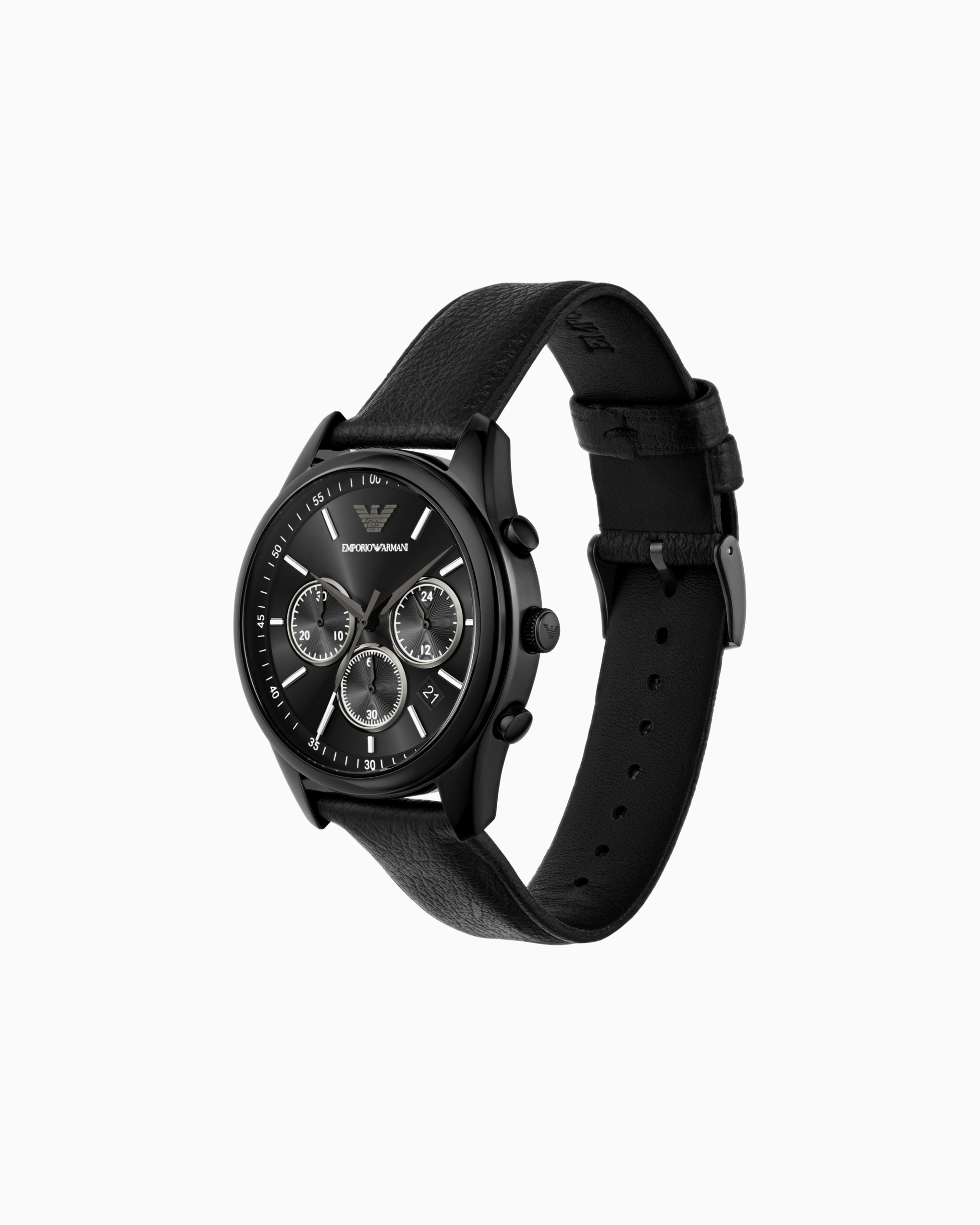Emporio Armani Chronograph Black Leather Watch