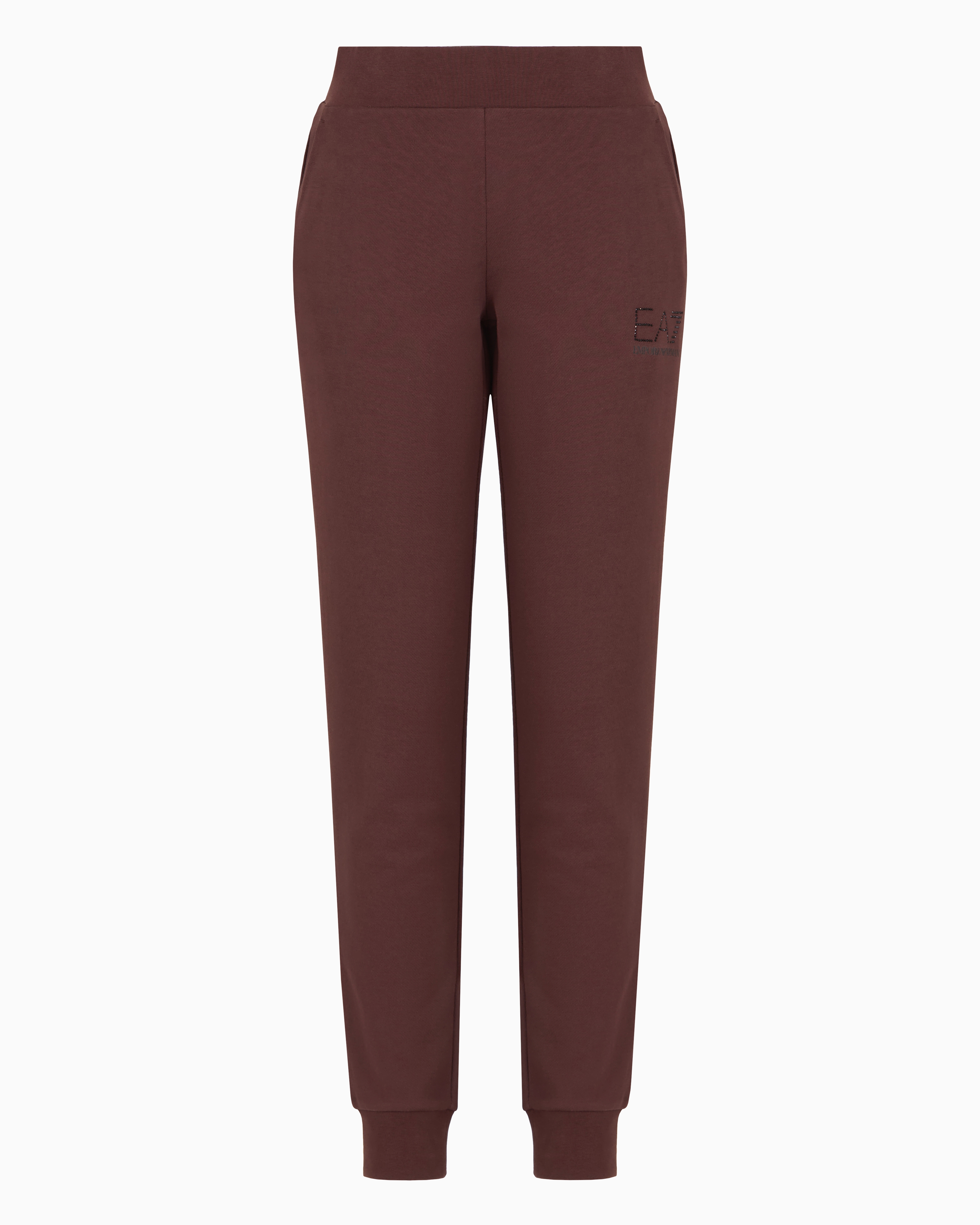 Ea7 Organic Cotton-blend Logo Series Joggers In Marron