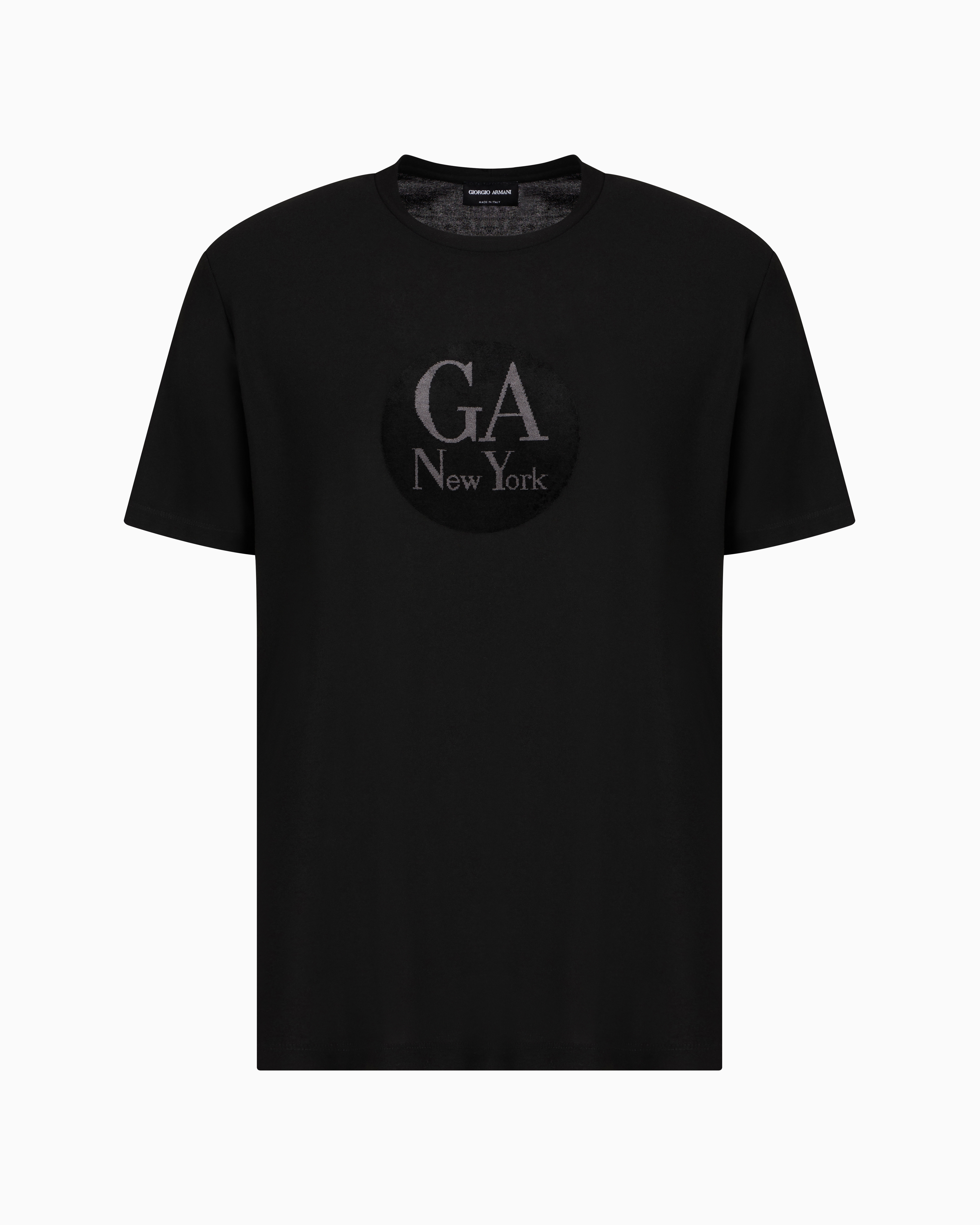 GIORGIO ARMANI VISCOSE CREW-NECK T-SHIRT WITH A VELVET INSERT