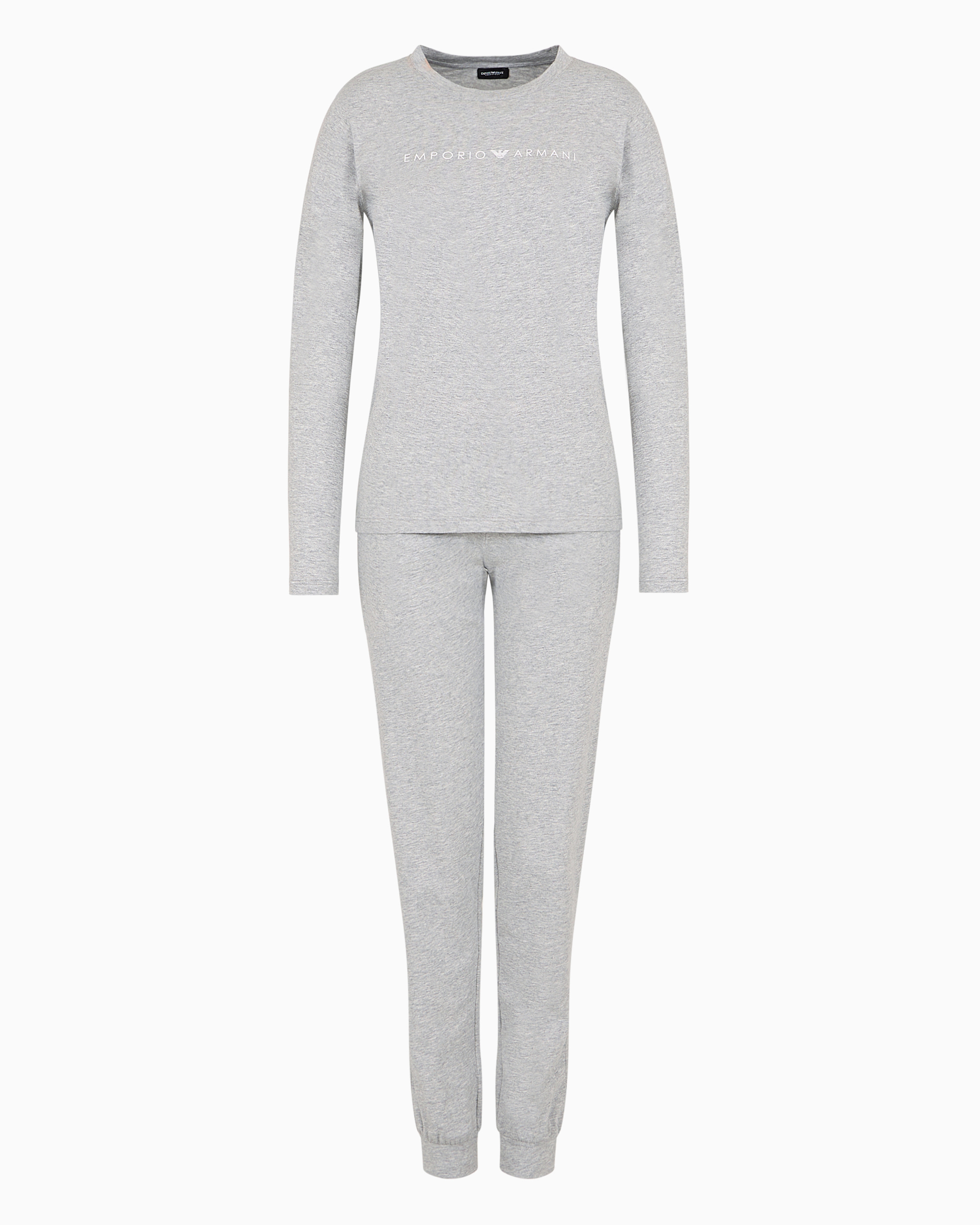 Shop Emporio Armani Asv Pyjama Aus Bio-baumwolle Mit Iconic Logo-band In Grau