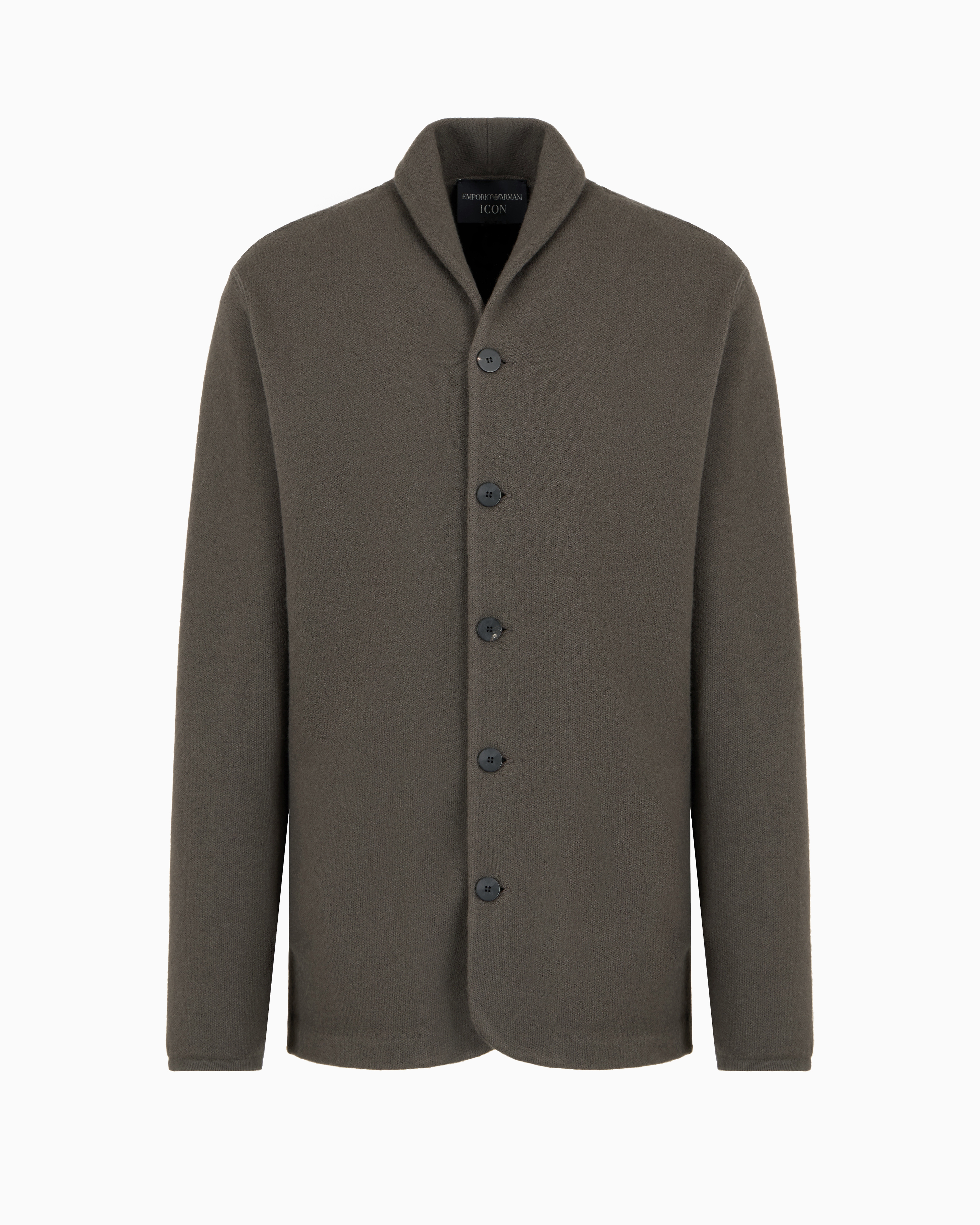 Emporio Armani Official Store Veste En Maille Rase De Laine Vierge Icon In Marron