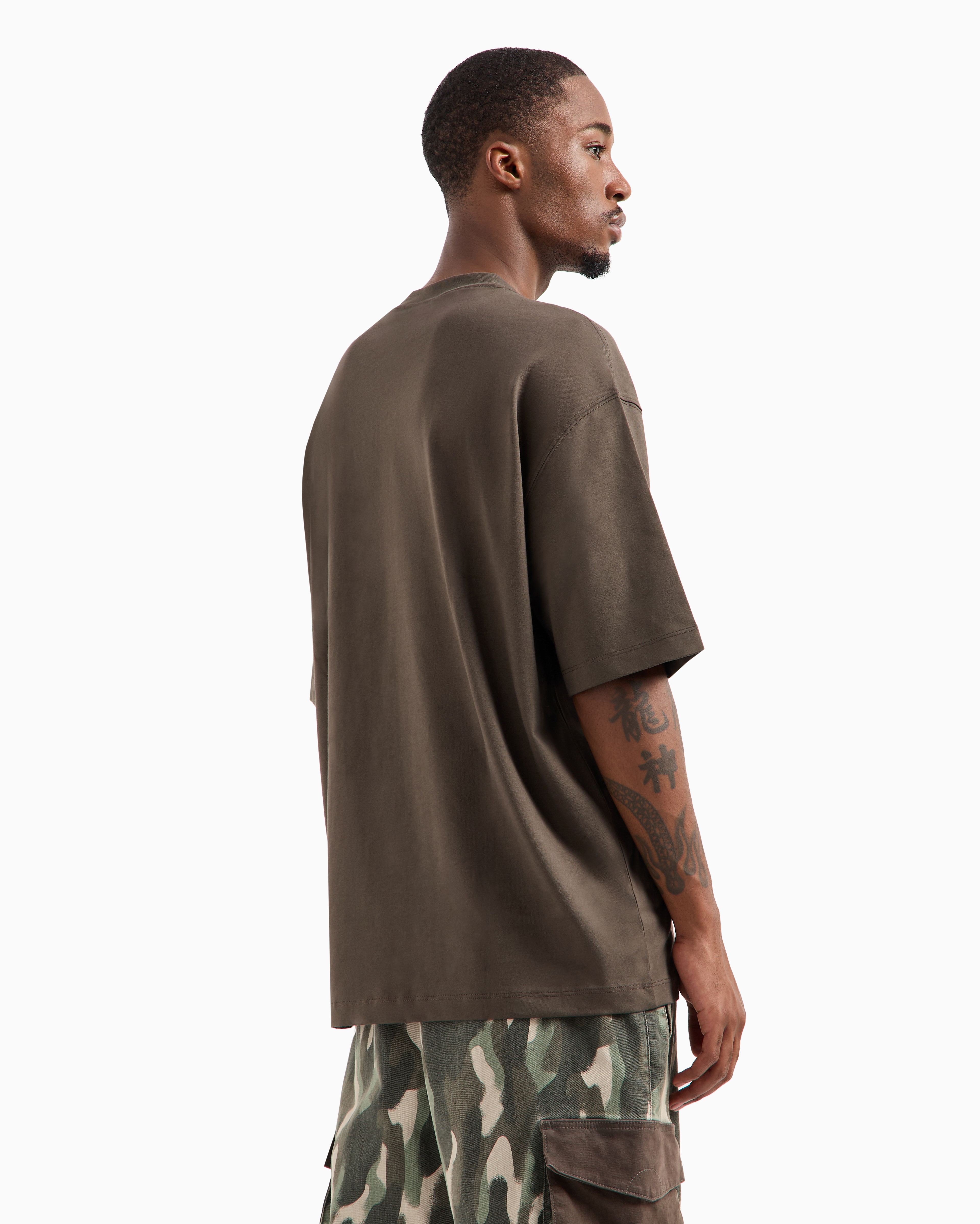 【ANGLAN】22SS★ [AG] Square Neckline Half Tee AG] Layered Essential Label Half Tee - Black - ANGLAN