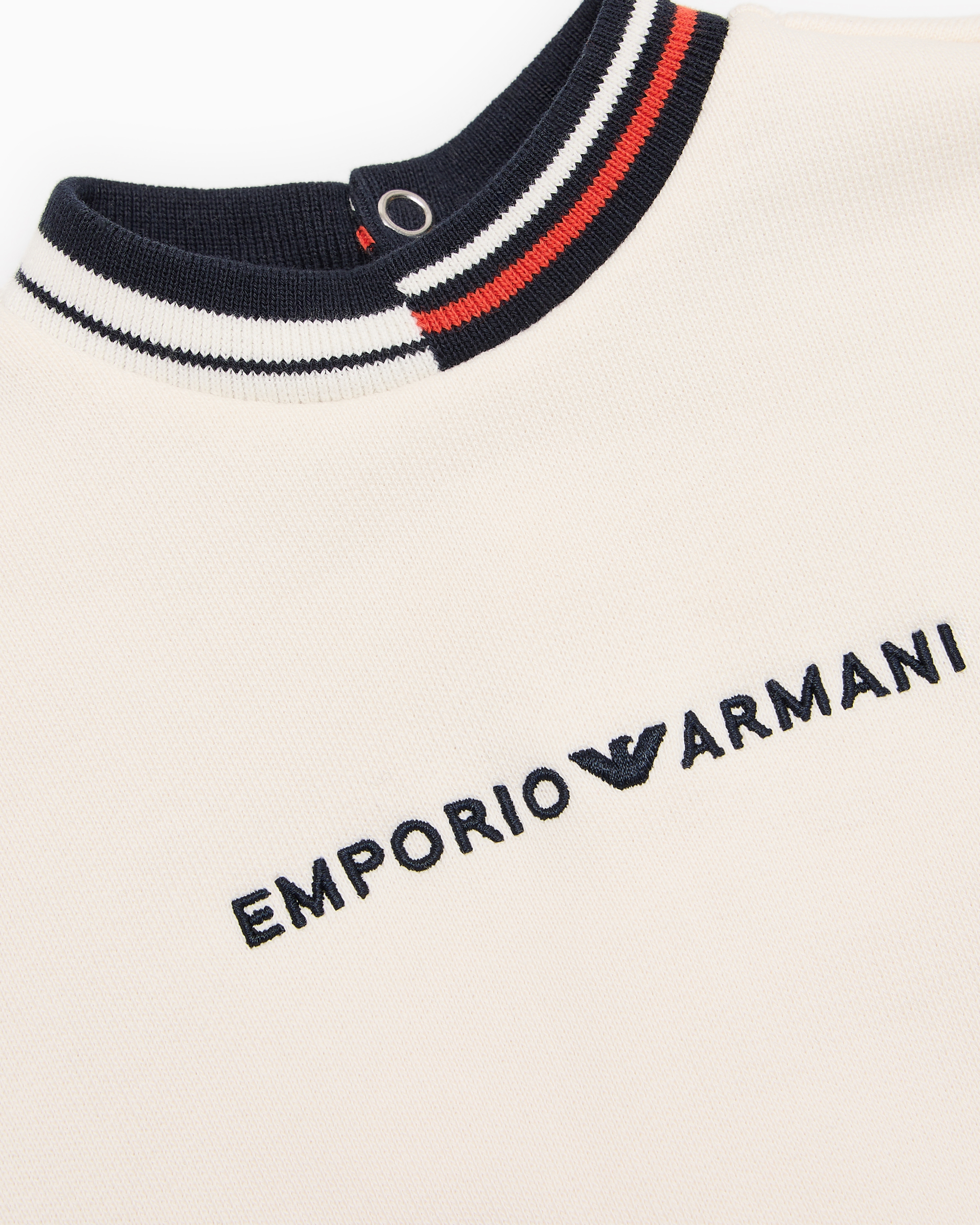 Shop Emporio Armani French Terry Sweatshirt With Logo And Contrasting Details In Beige