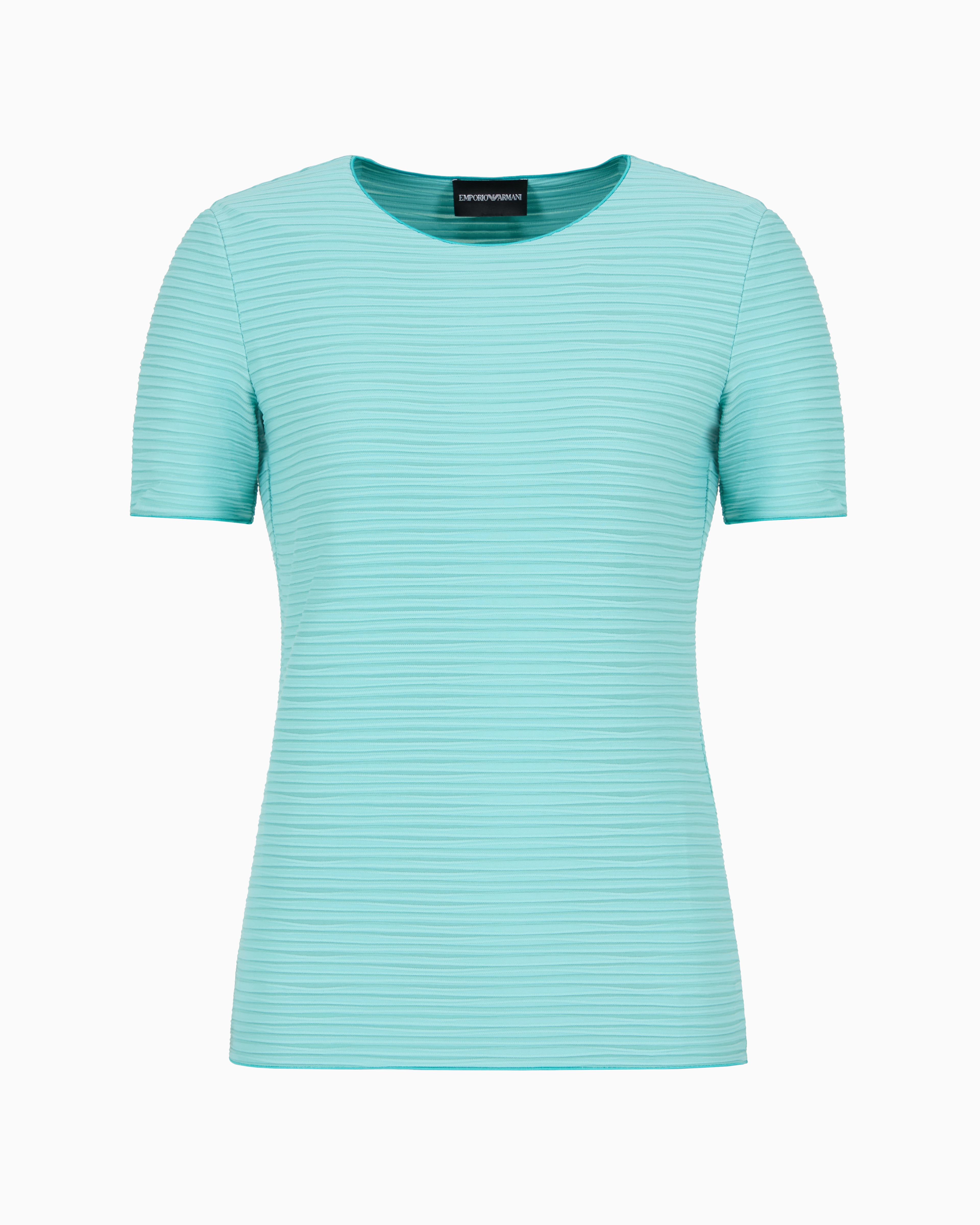 Emporio Armani Official Store Short-sleeved Jumper In Stretch Jacquard Nylon Jersey In Grün